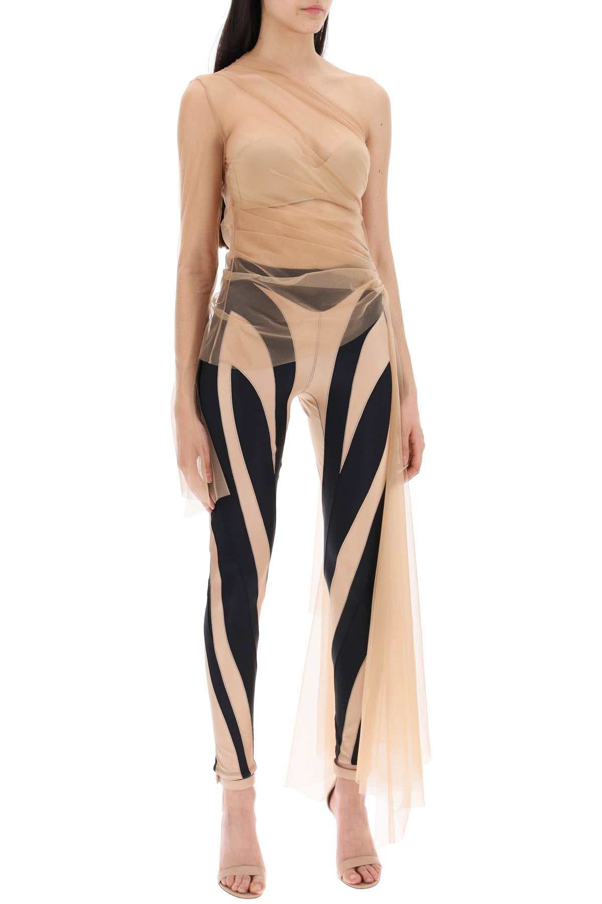 Mugler One-Shoulder Tulle Draped Top image 1