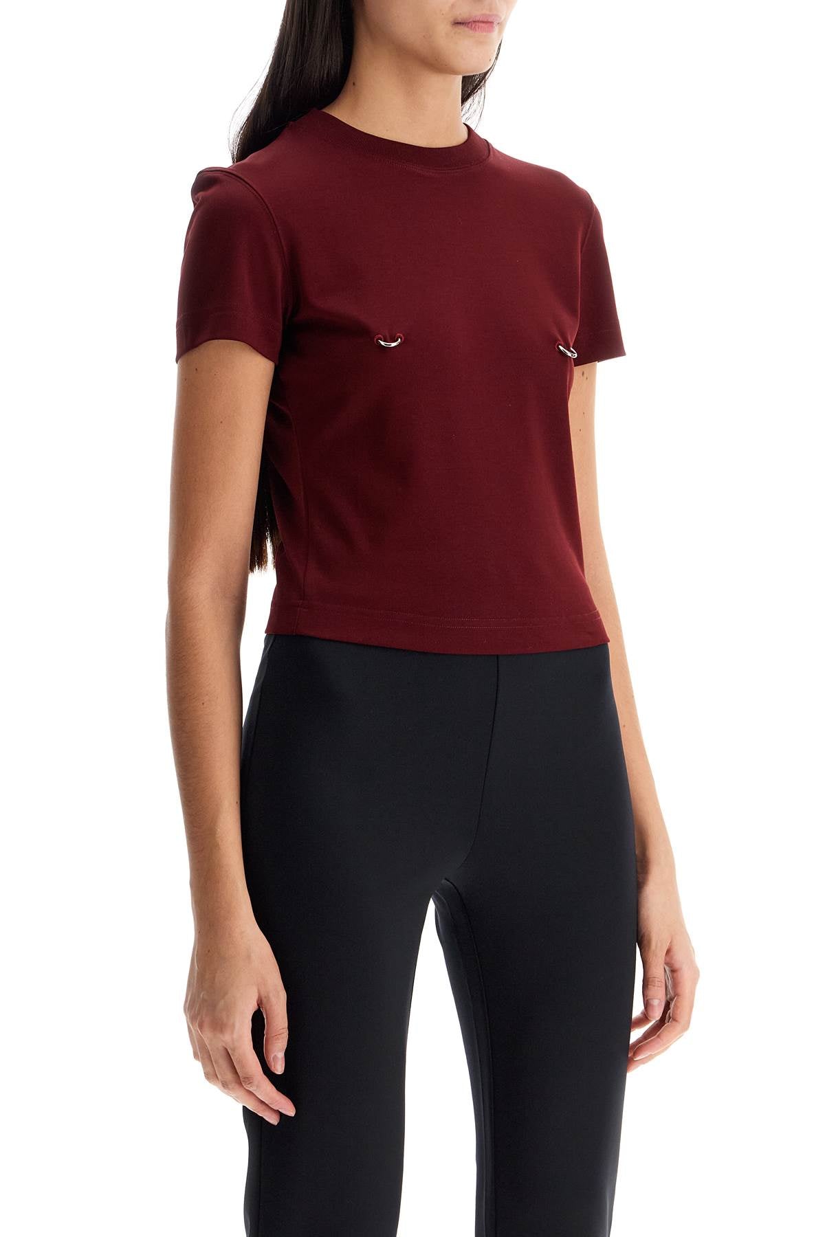 Mugler Cropped T-Shirt with Metal Piercing Detail image 1