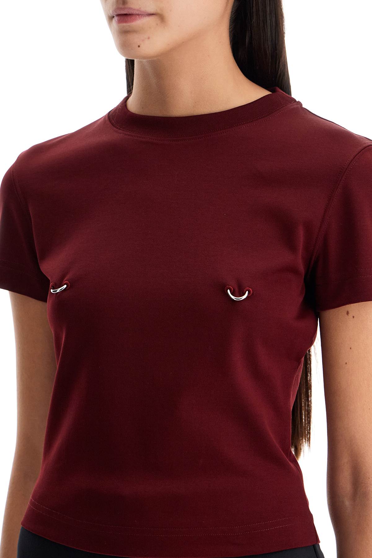 Mugler Cropped T-Shirt with Metal Piercing Detail image 3