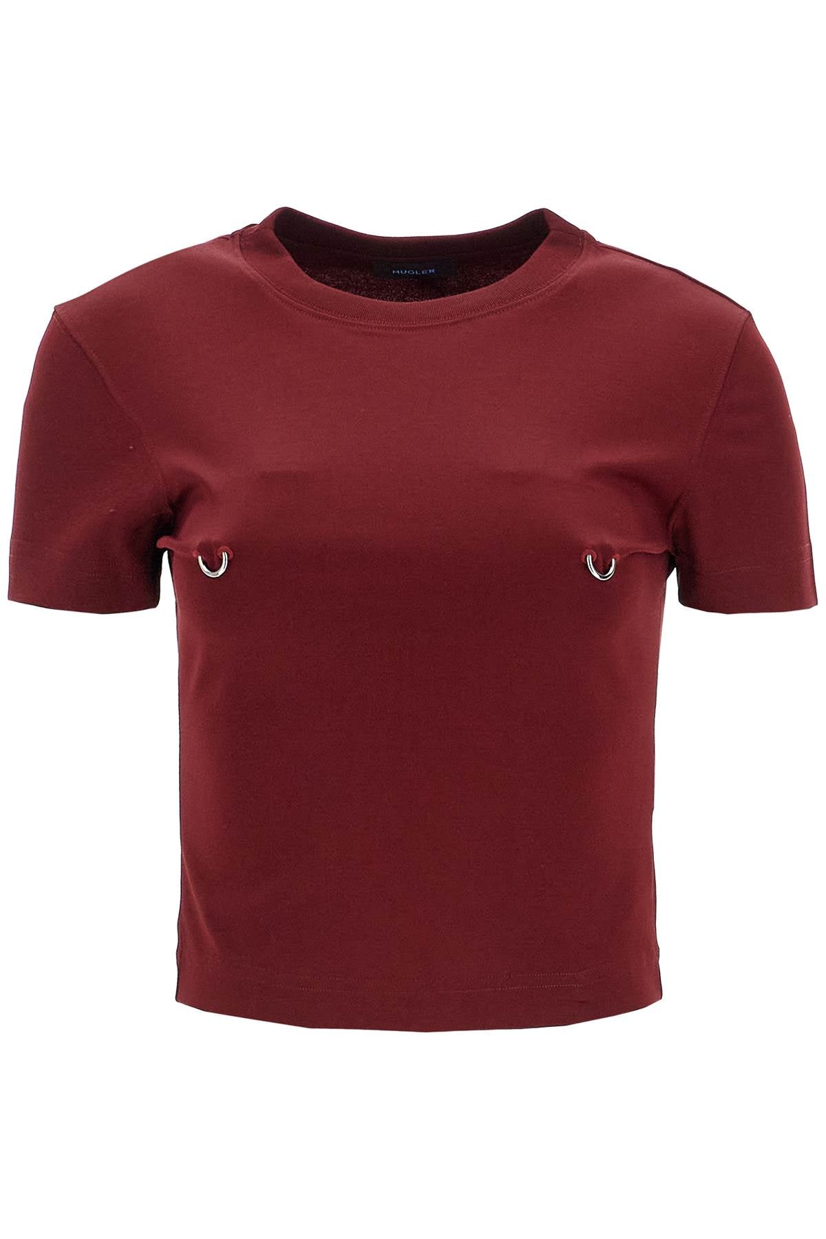 Mugler Cropped T-Shirt with Metal Piercing Detail image 0