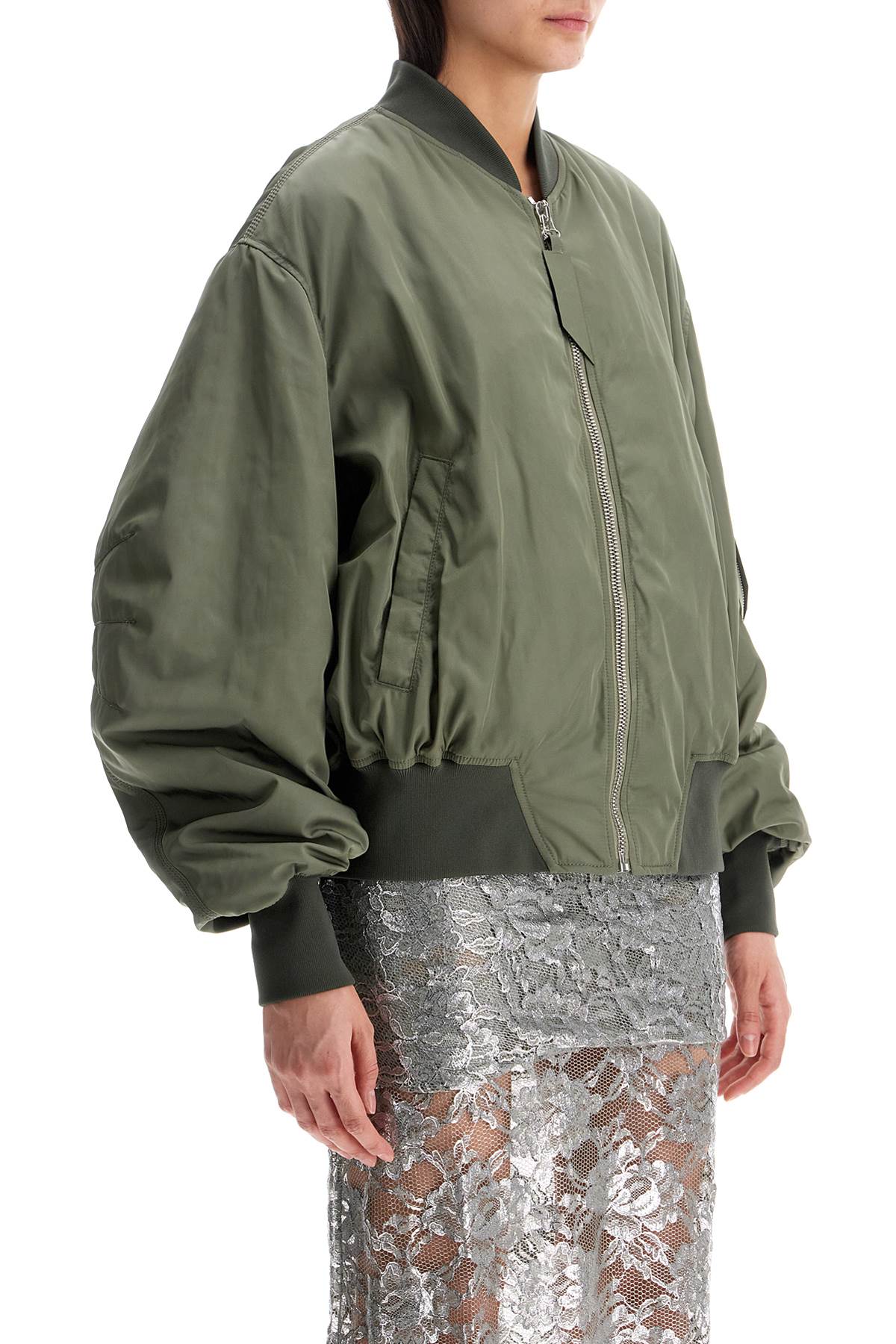 The Attico oversized bomber jacket with puff sleeves military green image 1