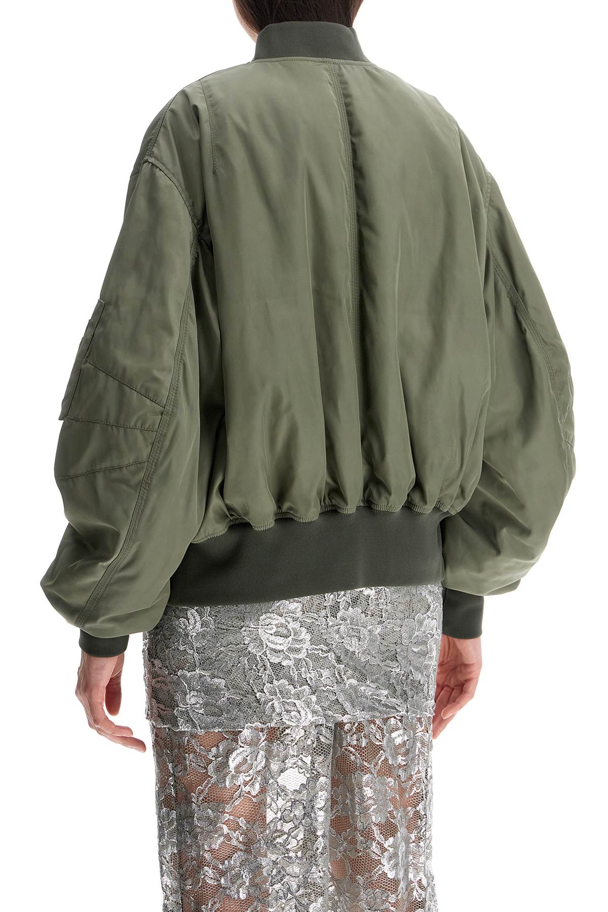 The Attico oversized bomber jacket with puff sleeves military green image 2