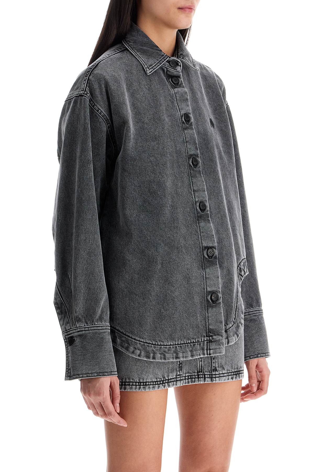 The Attico oversized black denim bomber image 1