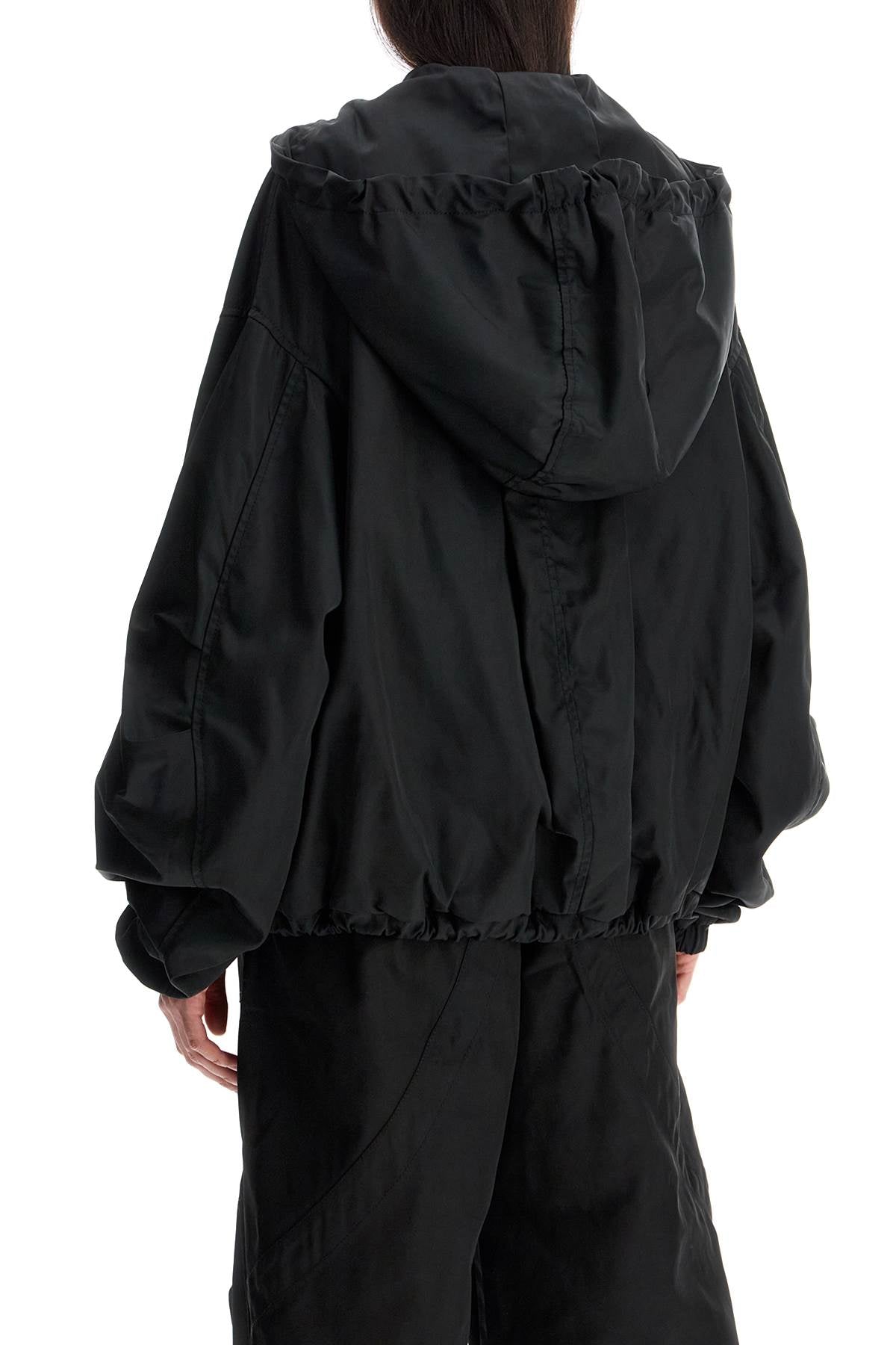 The Attico oversized black hooded bomber jacket in polyester image 2