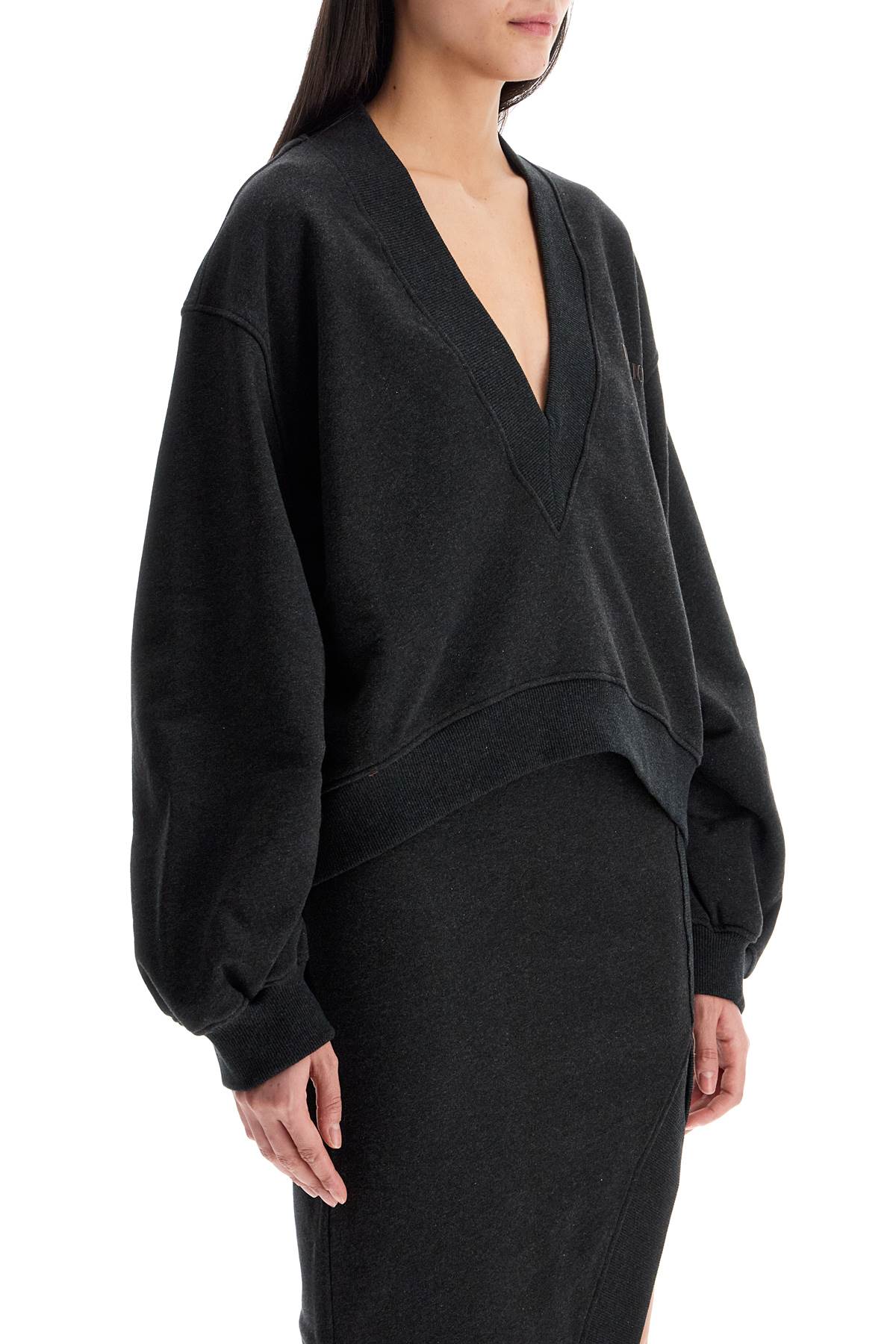 The Attico oversized sweatshirt with deep v-neck in gradient black image 1