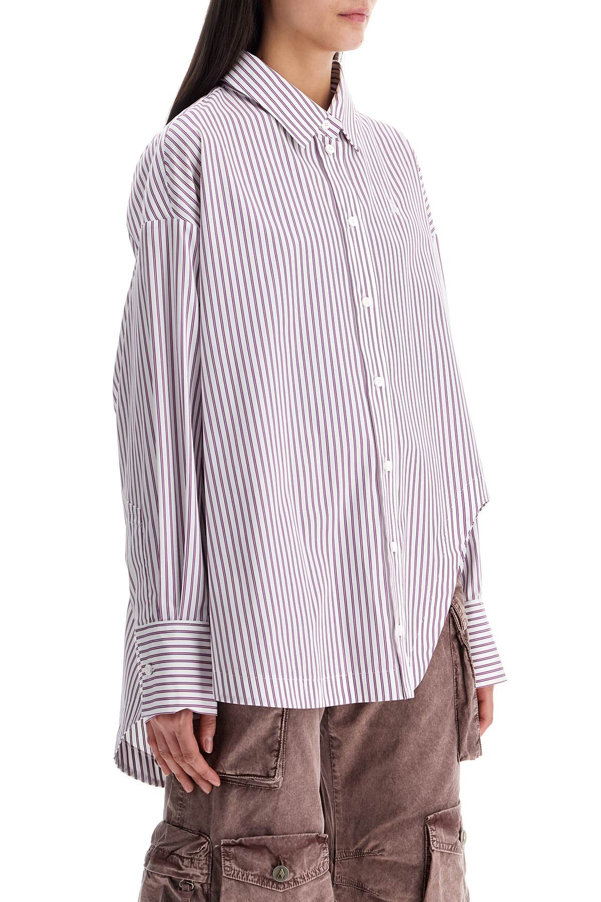 The Attico white and purple striped oversized shirt image 1