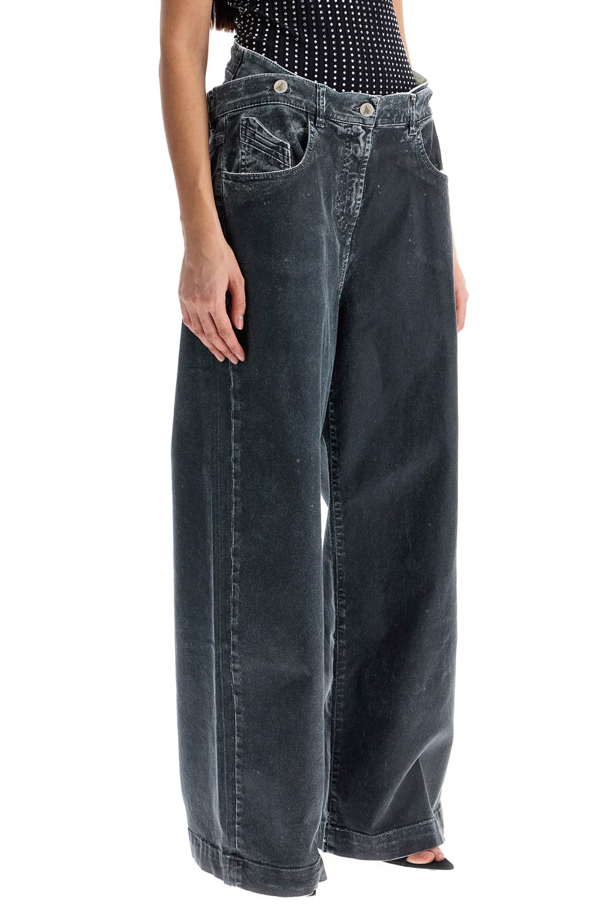 The Attico loose fit high-waisted navy blue denim pants image 1