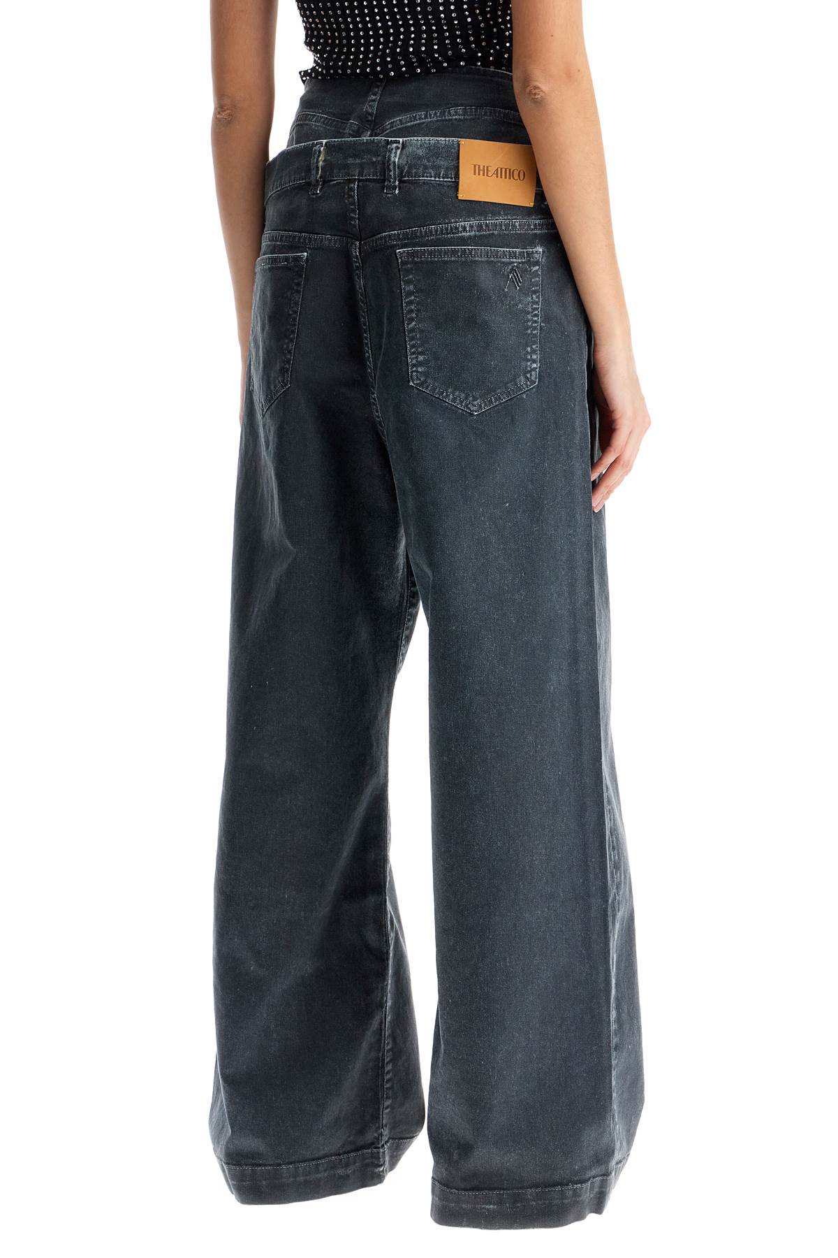 The Attico loose fit high-waisted navy blue denim pants image 2