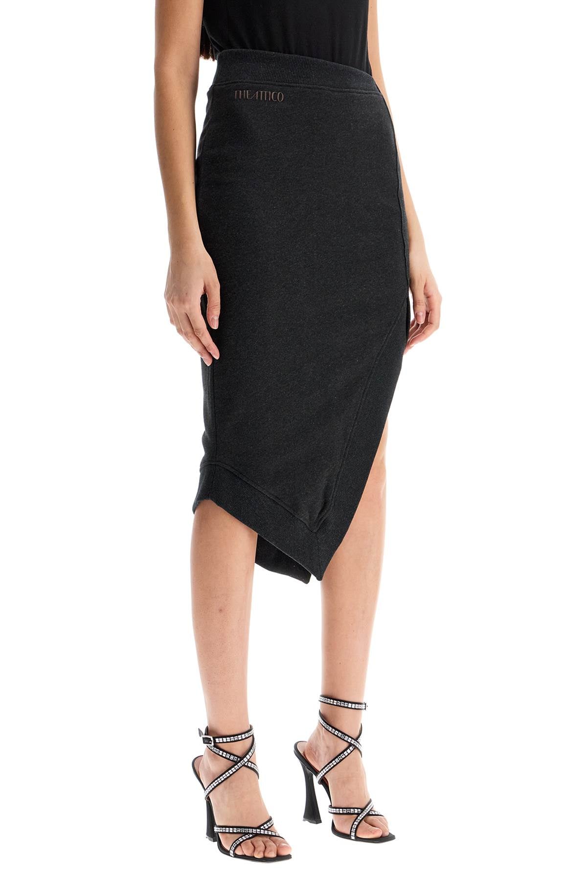 The Attico high-waisted asymmetrical midi skirt in faded black cotton image 1