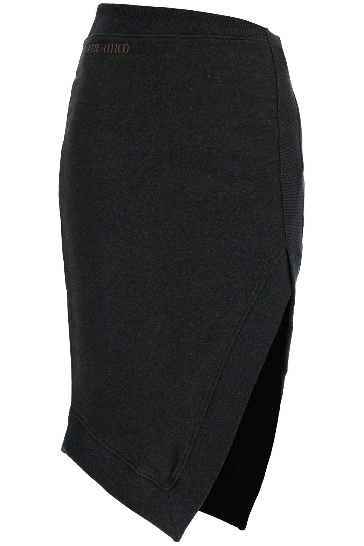 The Attico high-waisted asymmetrical midi skirt in faded black cotton image 0