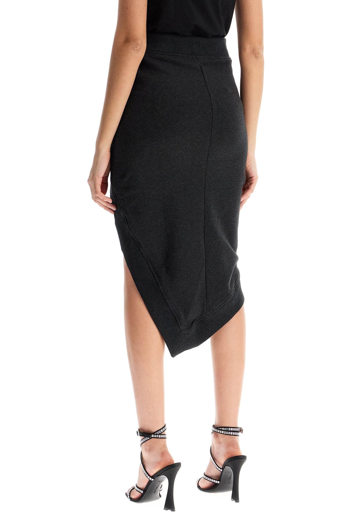 The Attico high-waisted asymmetrical midi skirt in faded black cotton image 2