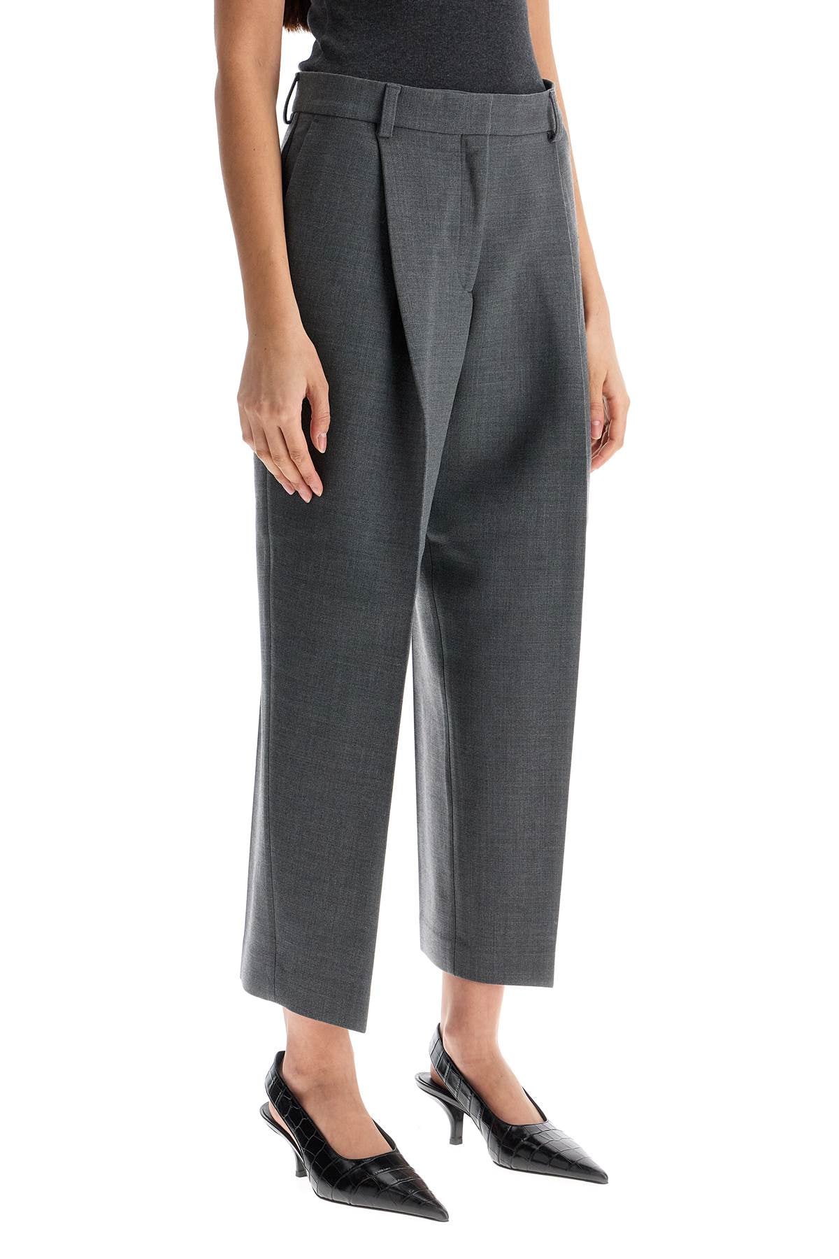 Toteme gray melange recycled fabric pleated trousers image 1