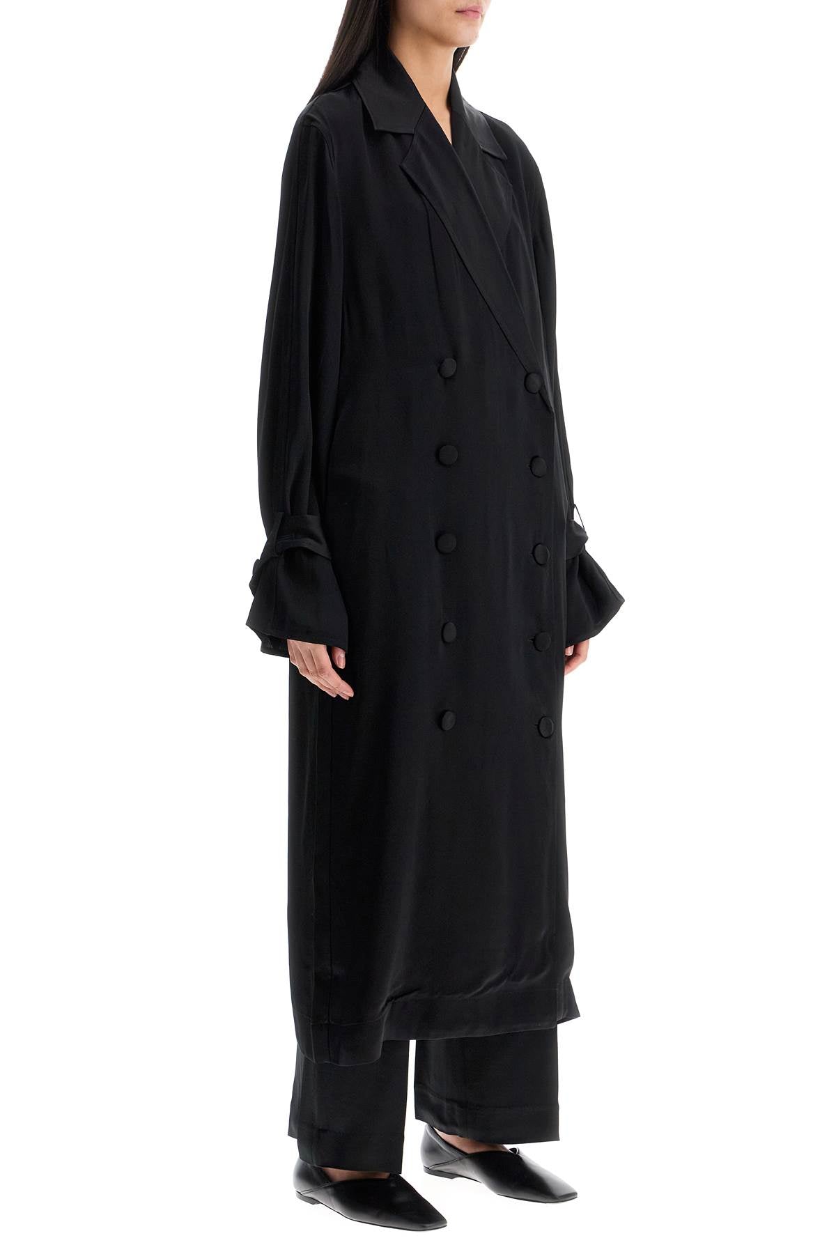 Toteme black satin viscose trench dress image 1