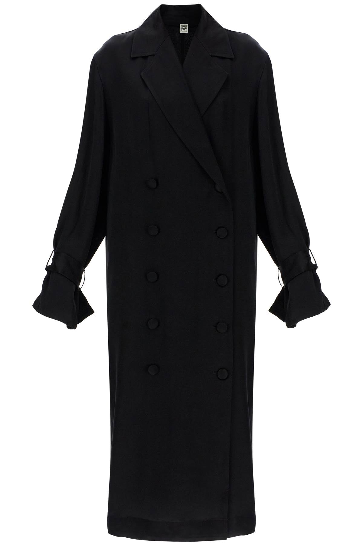 Toteme black satin viscose trench dress image 0