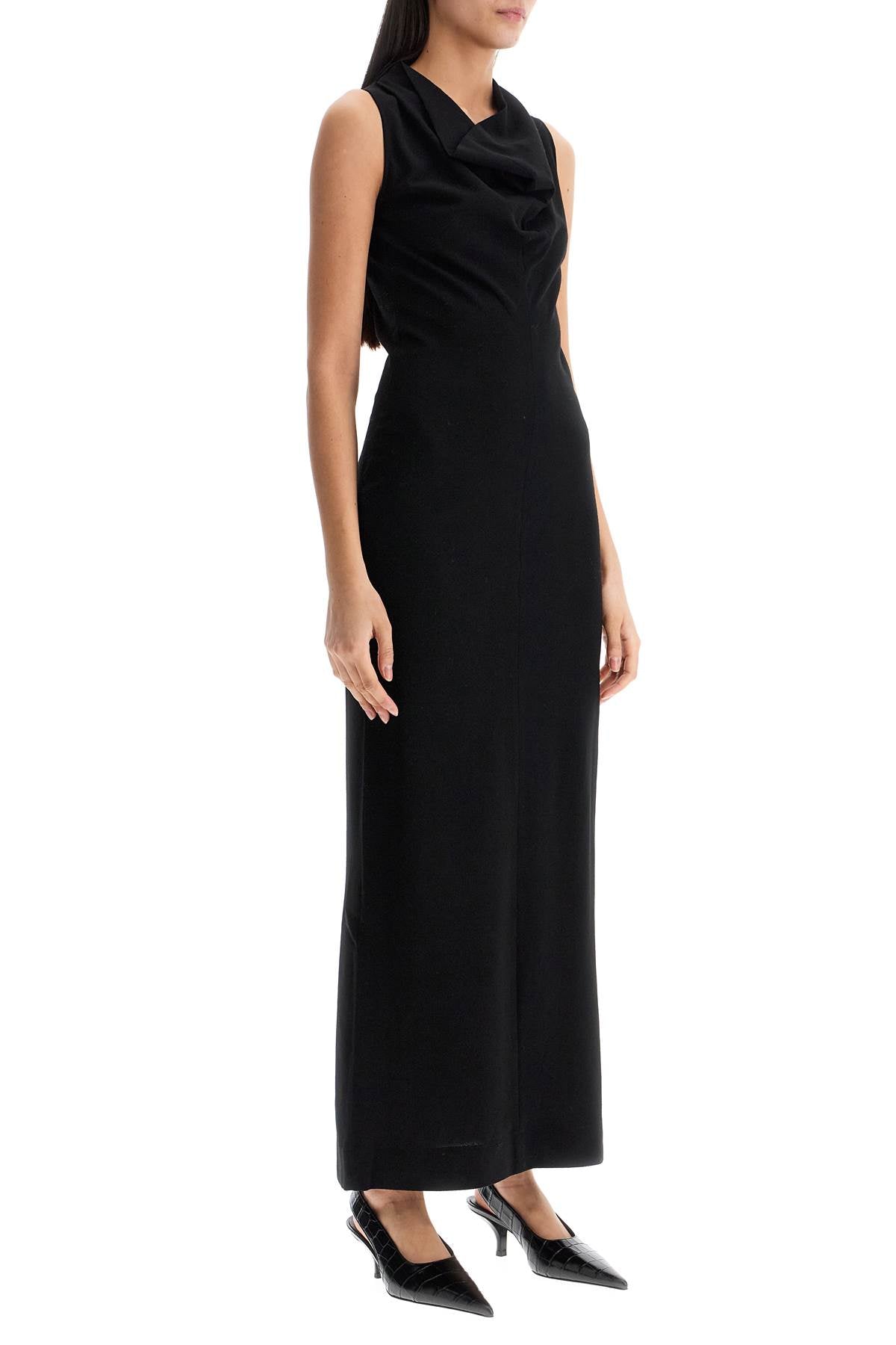 Toteme maxi dress in black wool with cowl neck sleeveless image 1