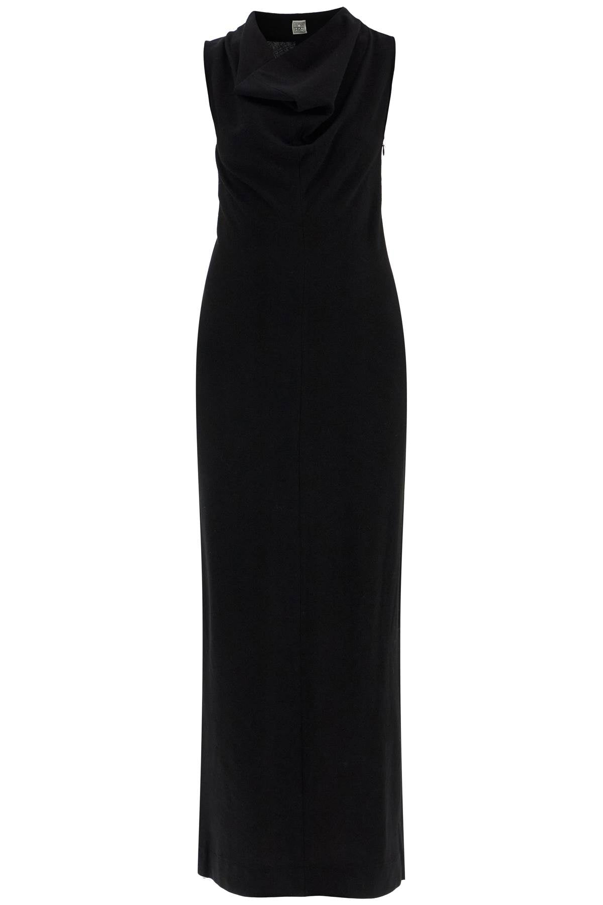 Toteme maxi dress in black wool with cowl neck sleeveless image 0