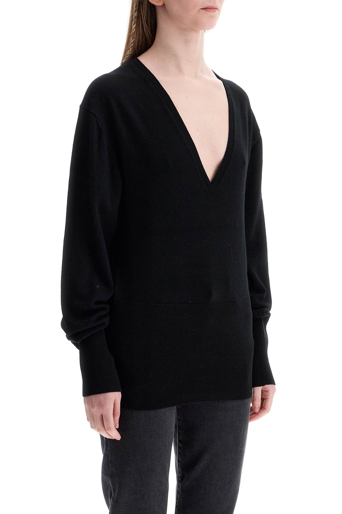 Toteme rws wool black sweater with deep v-neck image 1