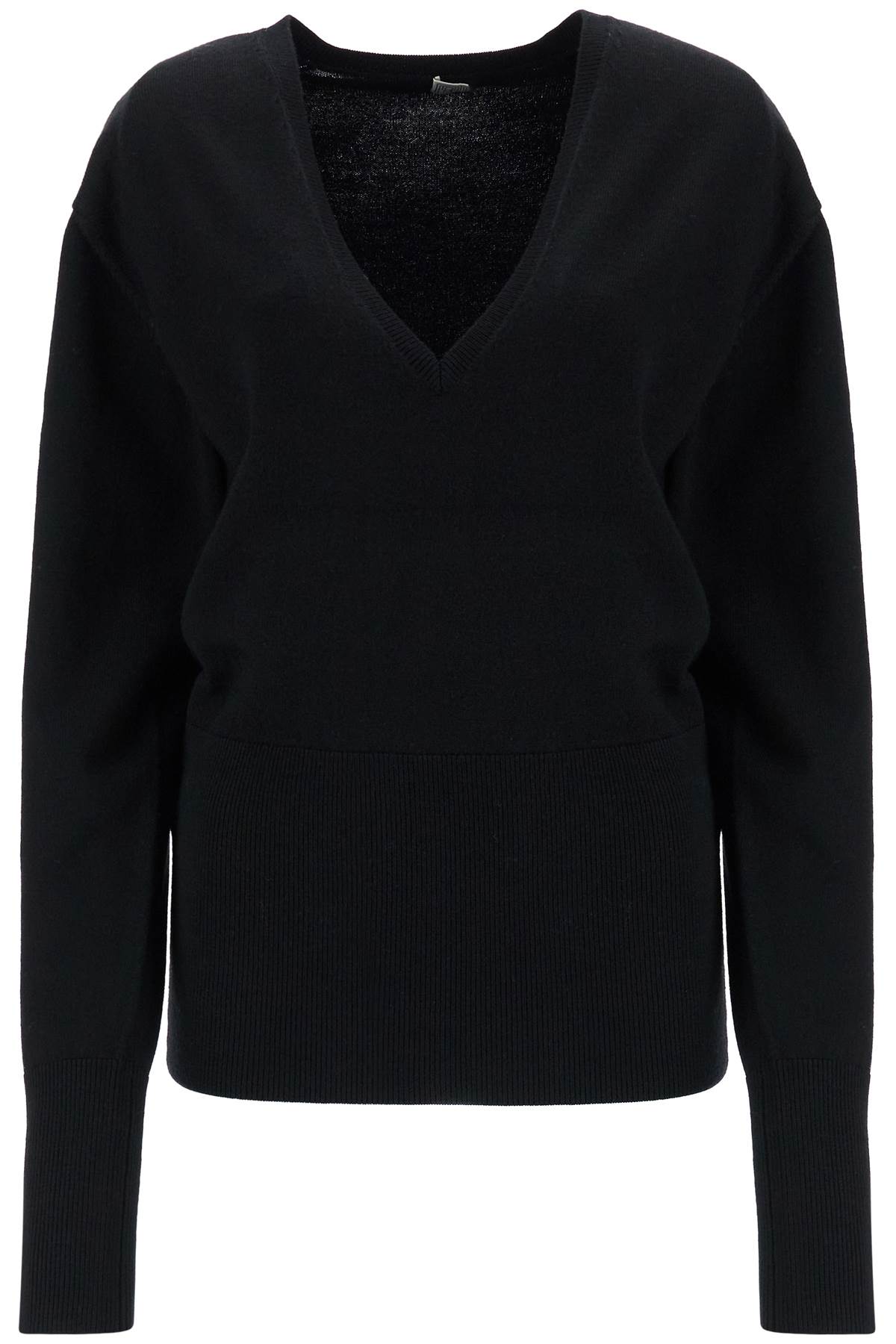 Toteme rws wool black sweater with deep v-neck image 0