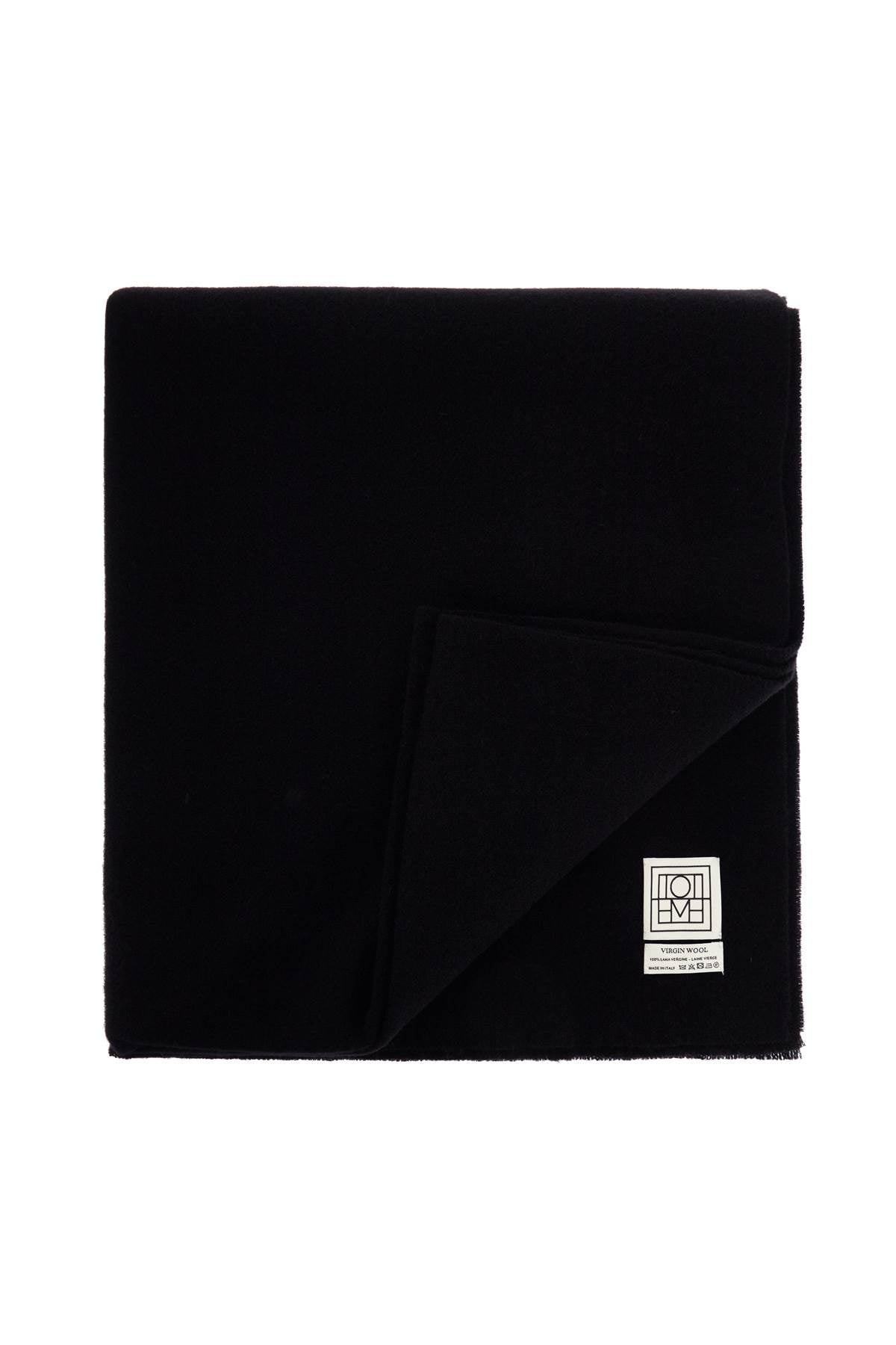 Toteme classic wide scarf in black virgin wool image 1