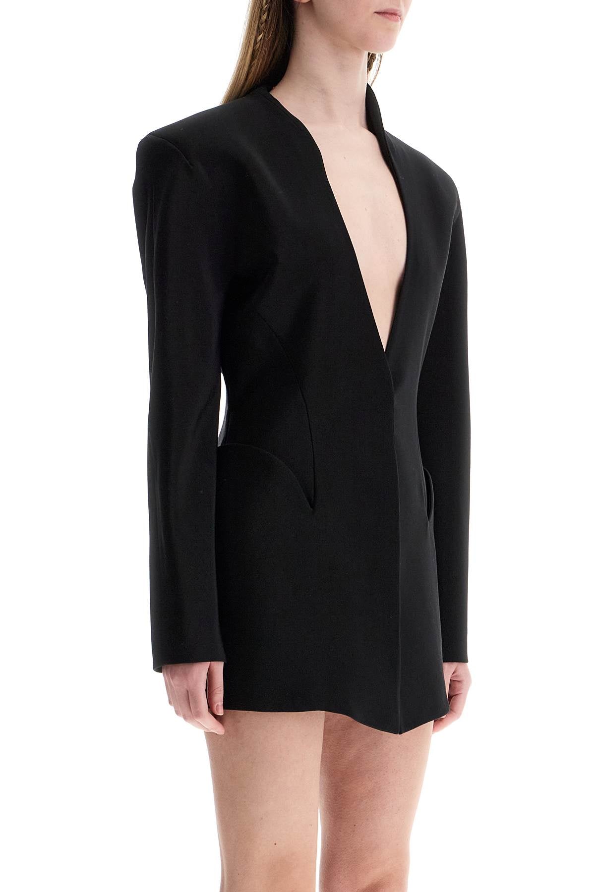 Mugler short black v-neck jacket with contemporary design image 1