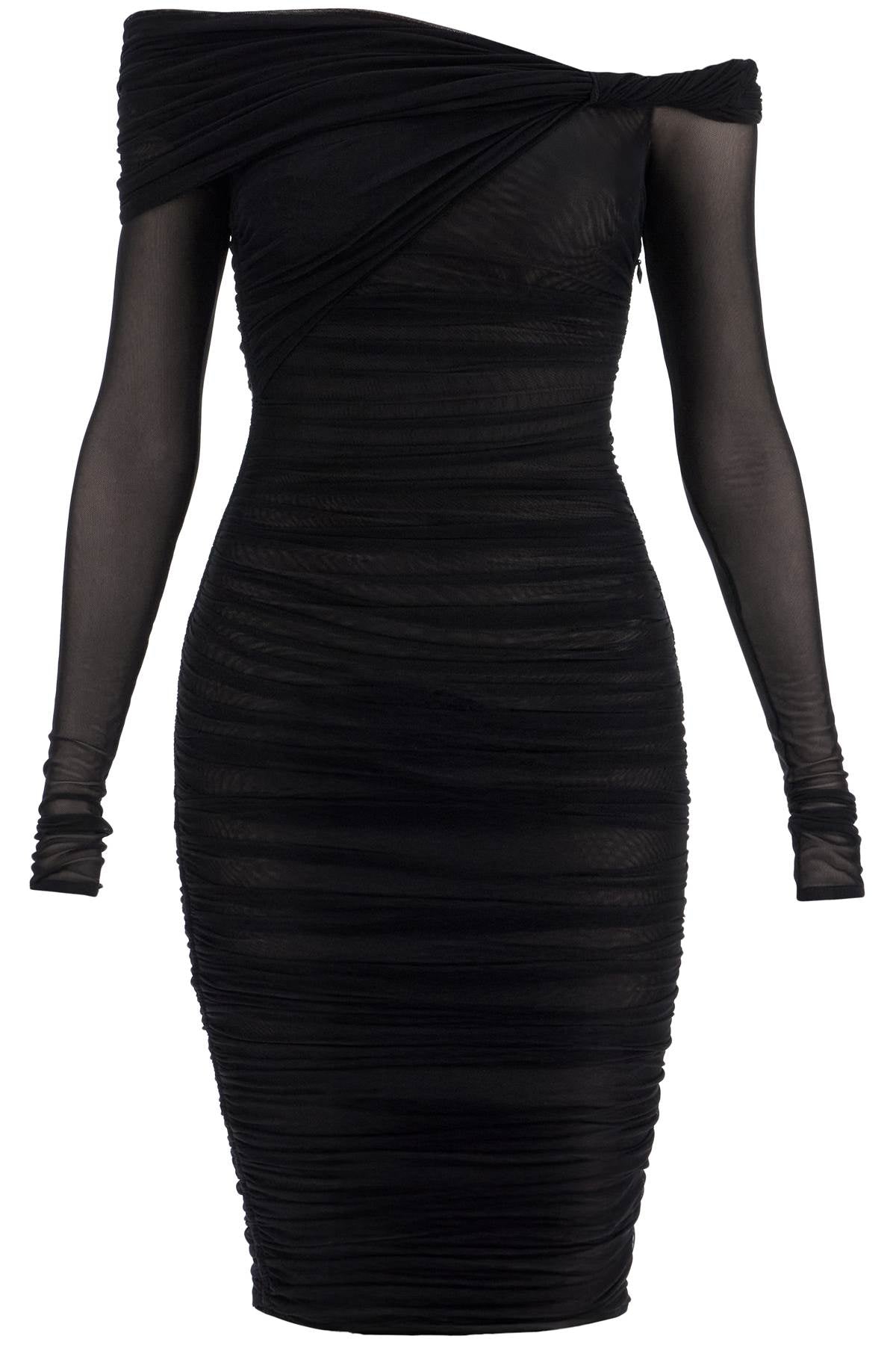 Mugler black off-shoulder fitted dress image 0