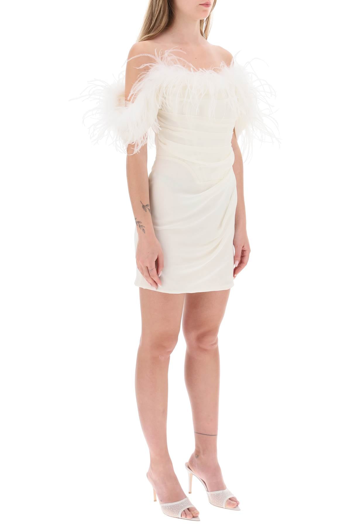 Giuseppe Di Morabito Off-Shoulder Mini Dress with Feathers image 1