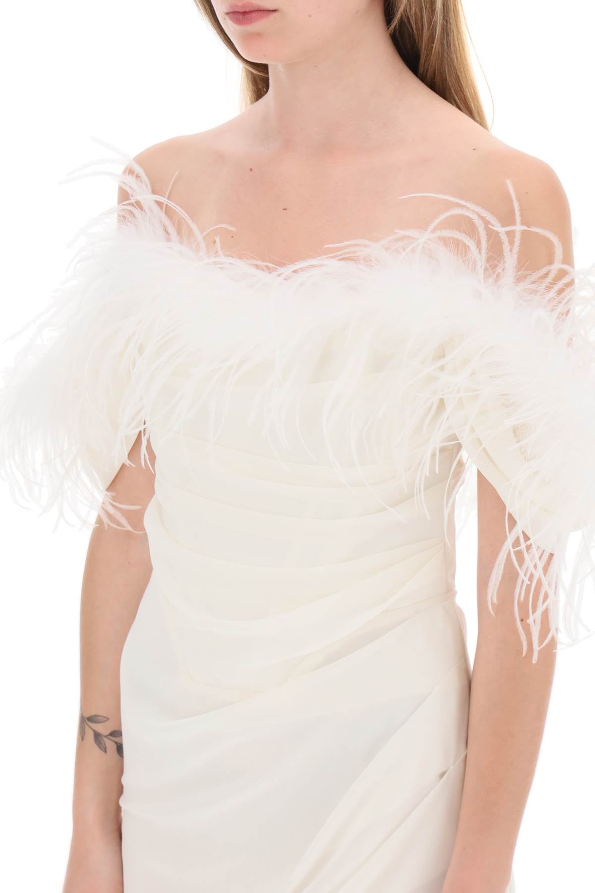 Giuseppe Di Morabito Off-Shoulder Mini Dress with Feathers image 3