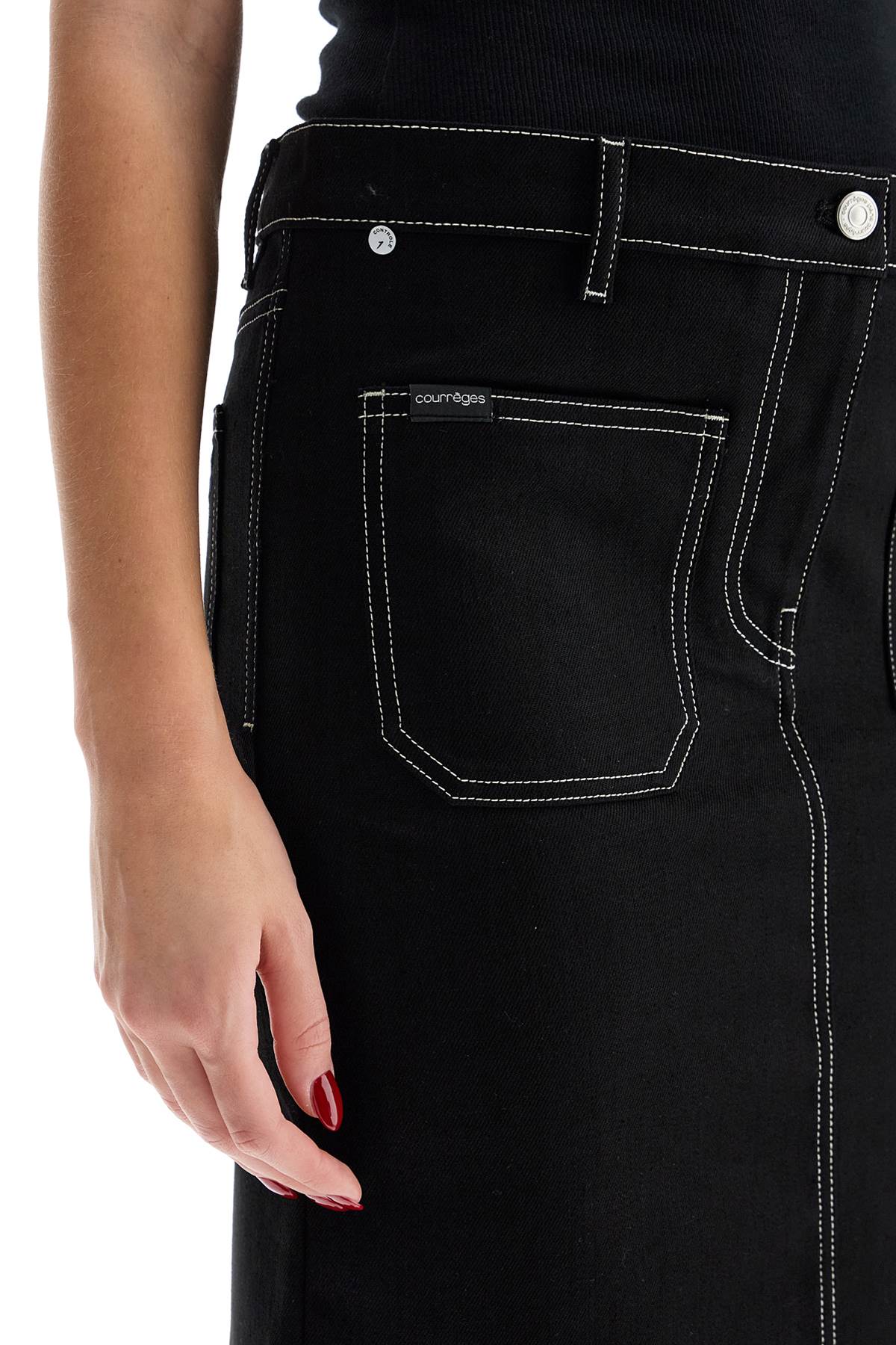 Courrèges Denim Midi Skirt with Front Slit Pockets image 3