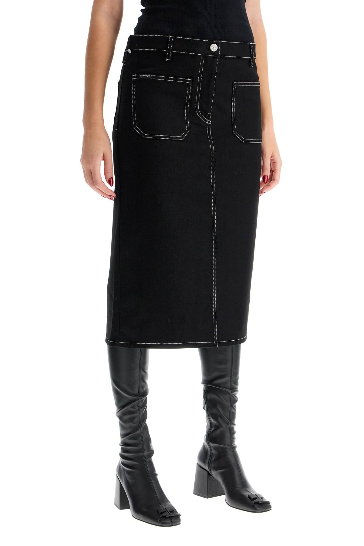 Courrèges Denim Midi Skirt with Front Slit Pockets image 1