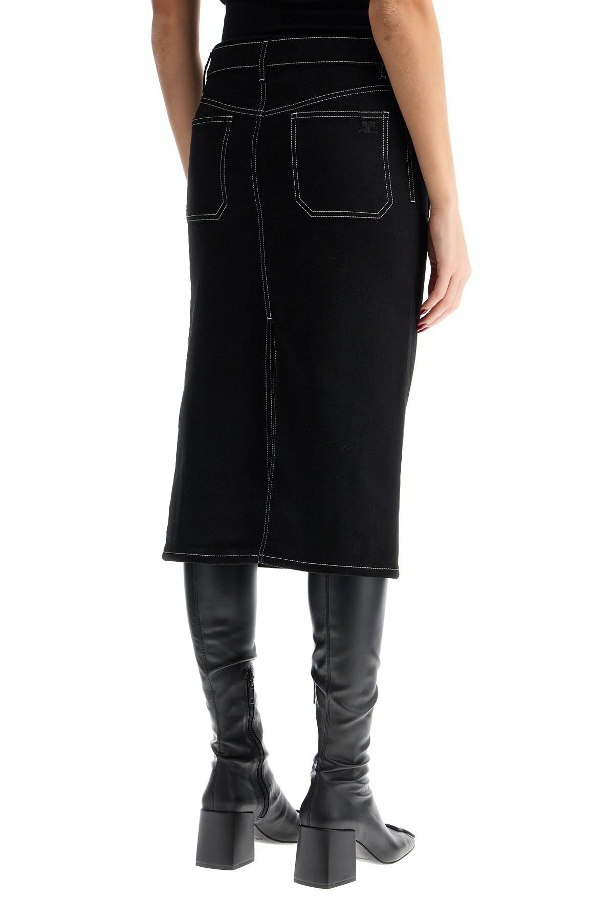 Courrèges Denim Midi Skirt with Front Slit Pockets image 2