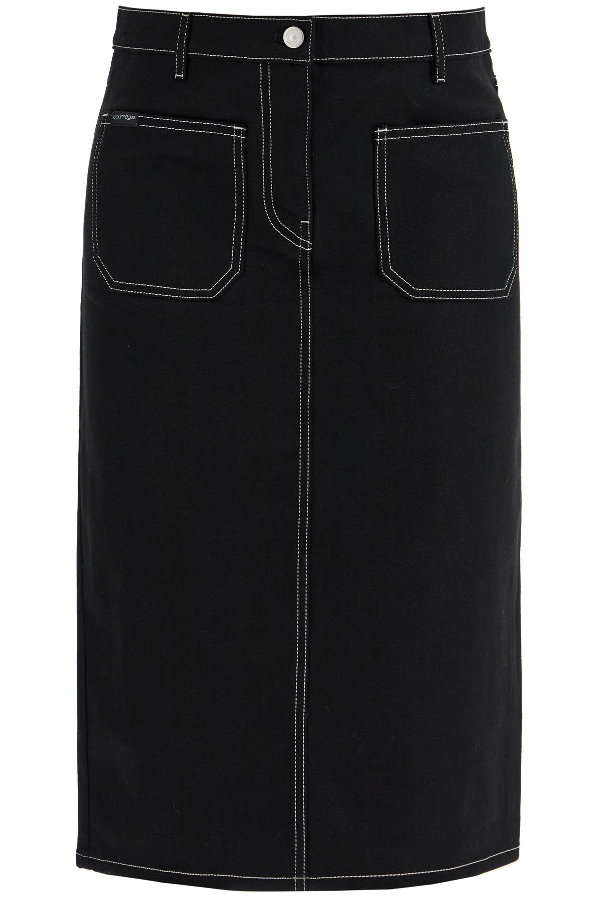 Courrèges Denim Midi Skirt with Front Slit Pockets image 0