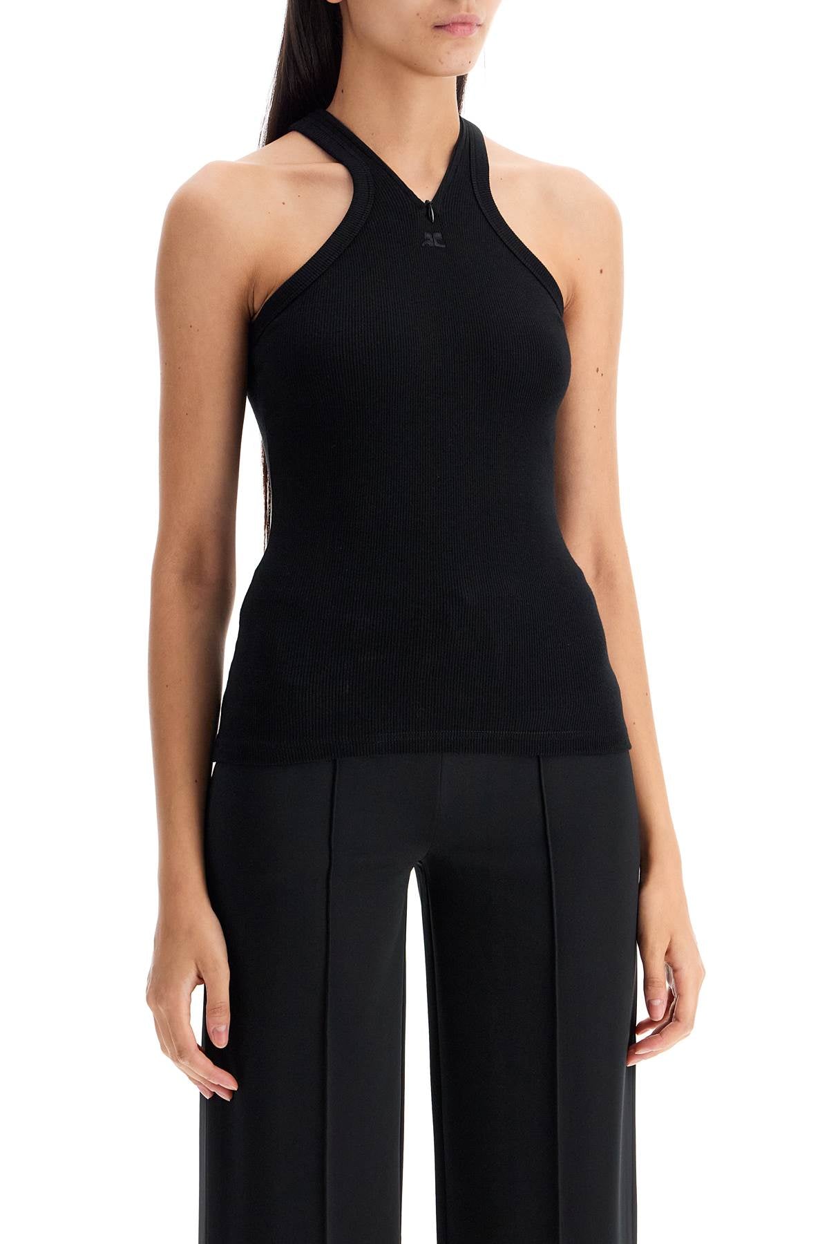 Courreges ribbed tank top with zipper on the neckline image 1