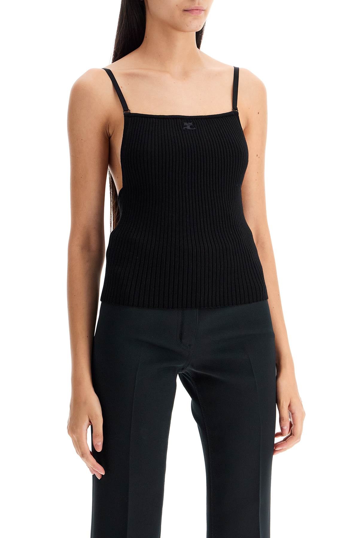 Courreges ribbed sleeveless top with image 1