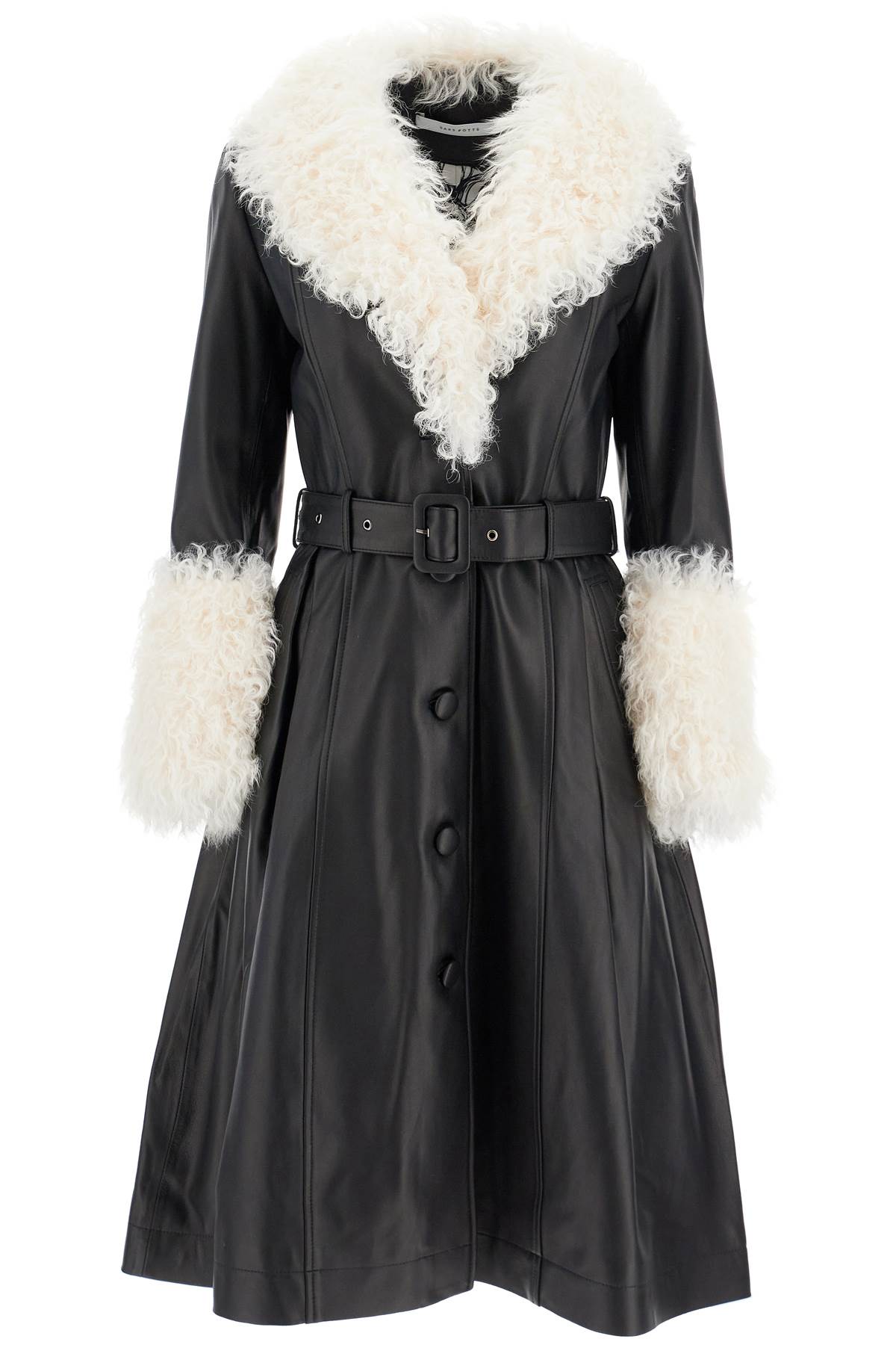 Saks Potts foxy leather and shearling long coat image 0