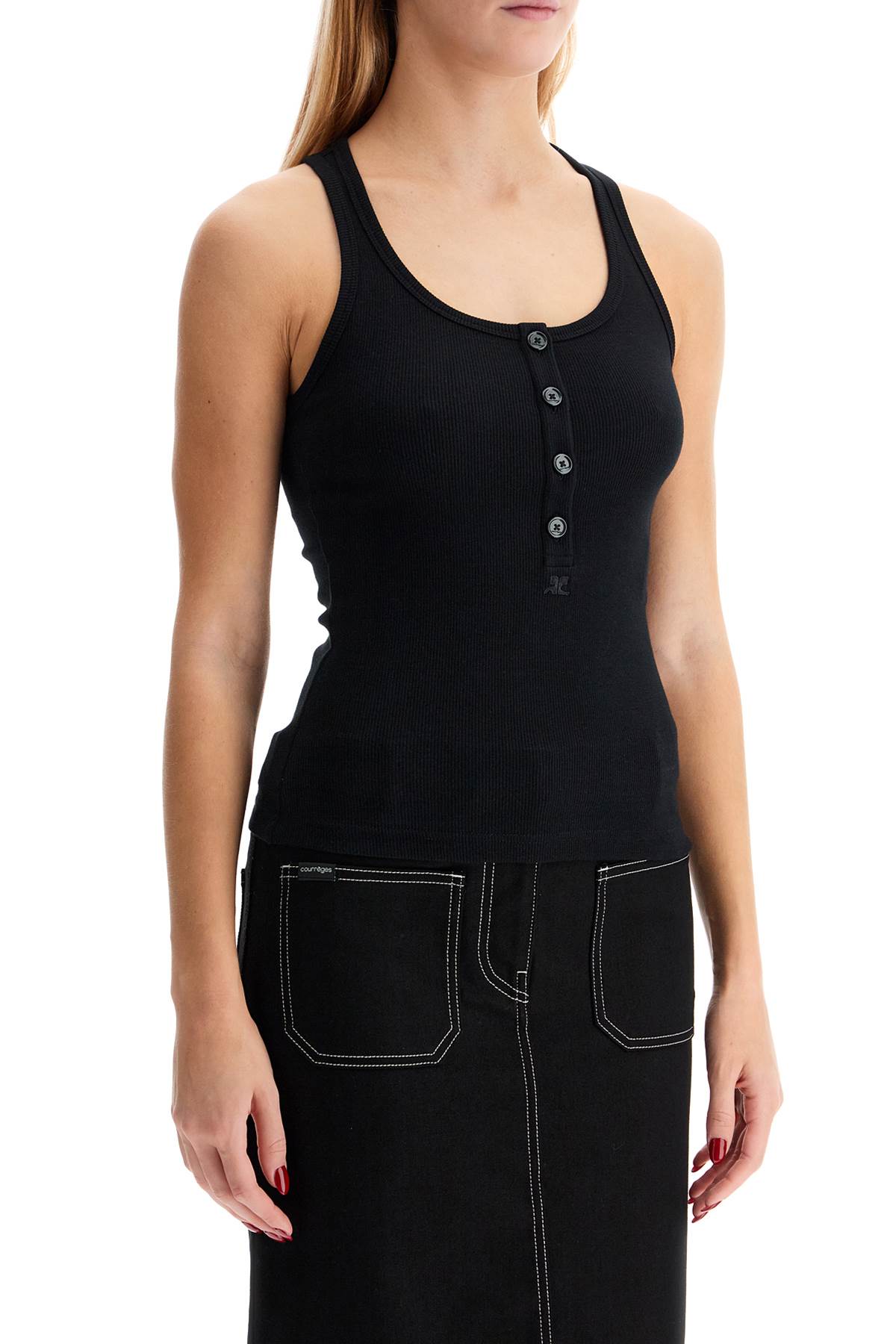 Courrèges Ribbed Tank Top with Half-Button Closure image 1