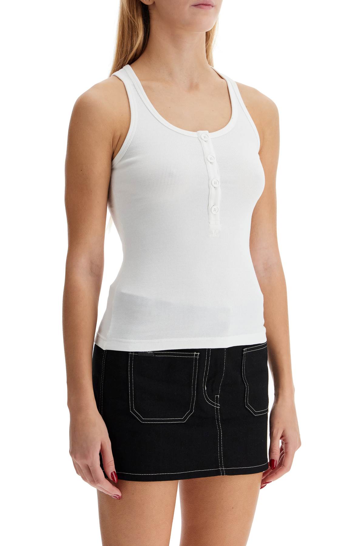 Courreges 90's Ribbed Tank Top with Half-Button Closure image 1