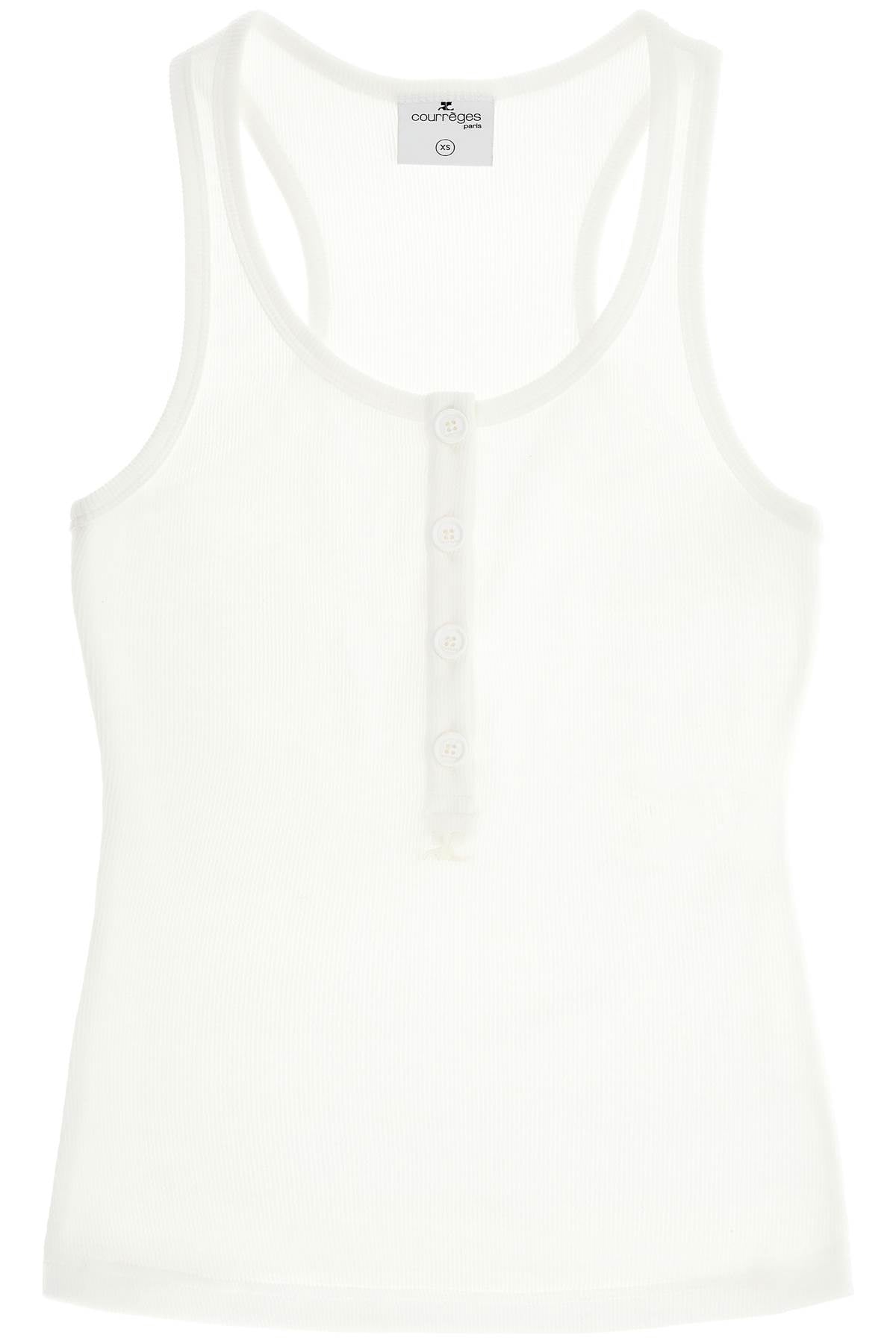 Courreges 90's Ribbed Tank Top with Half-Button Closure image 0