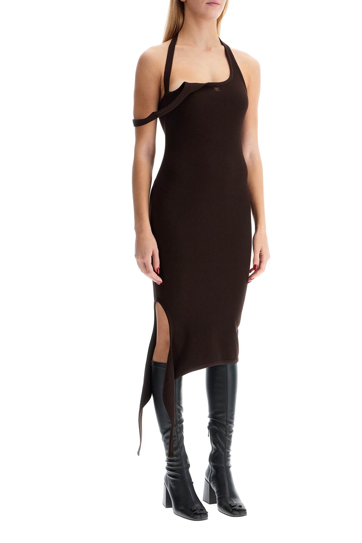 Courrèges Ribbed Knit Midi Dress with Embroidered Logo image 1