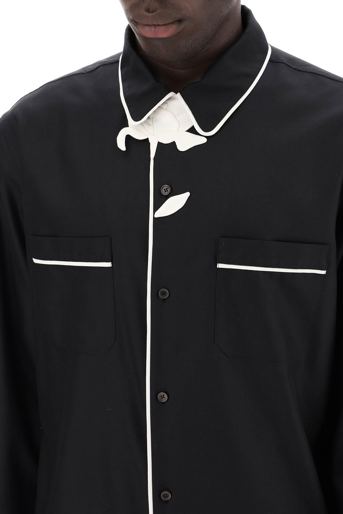 Valentino Garavani Silk Poplin Shirt with Flower Detail image 3