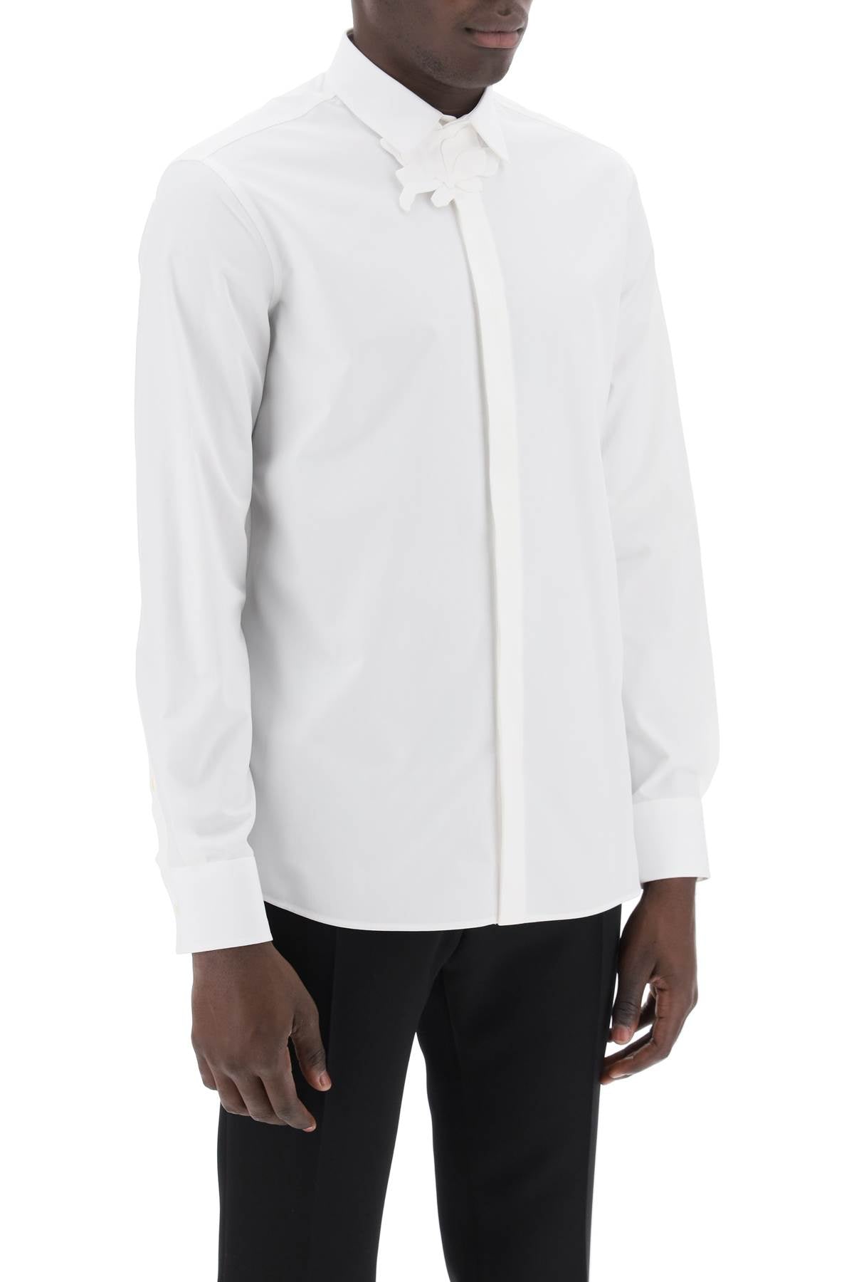 Valentino Garavani Cotton Poplin Shirt with Flower Patch Detail image 1