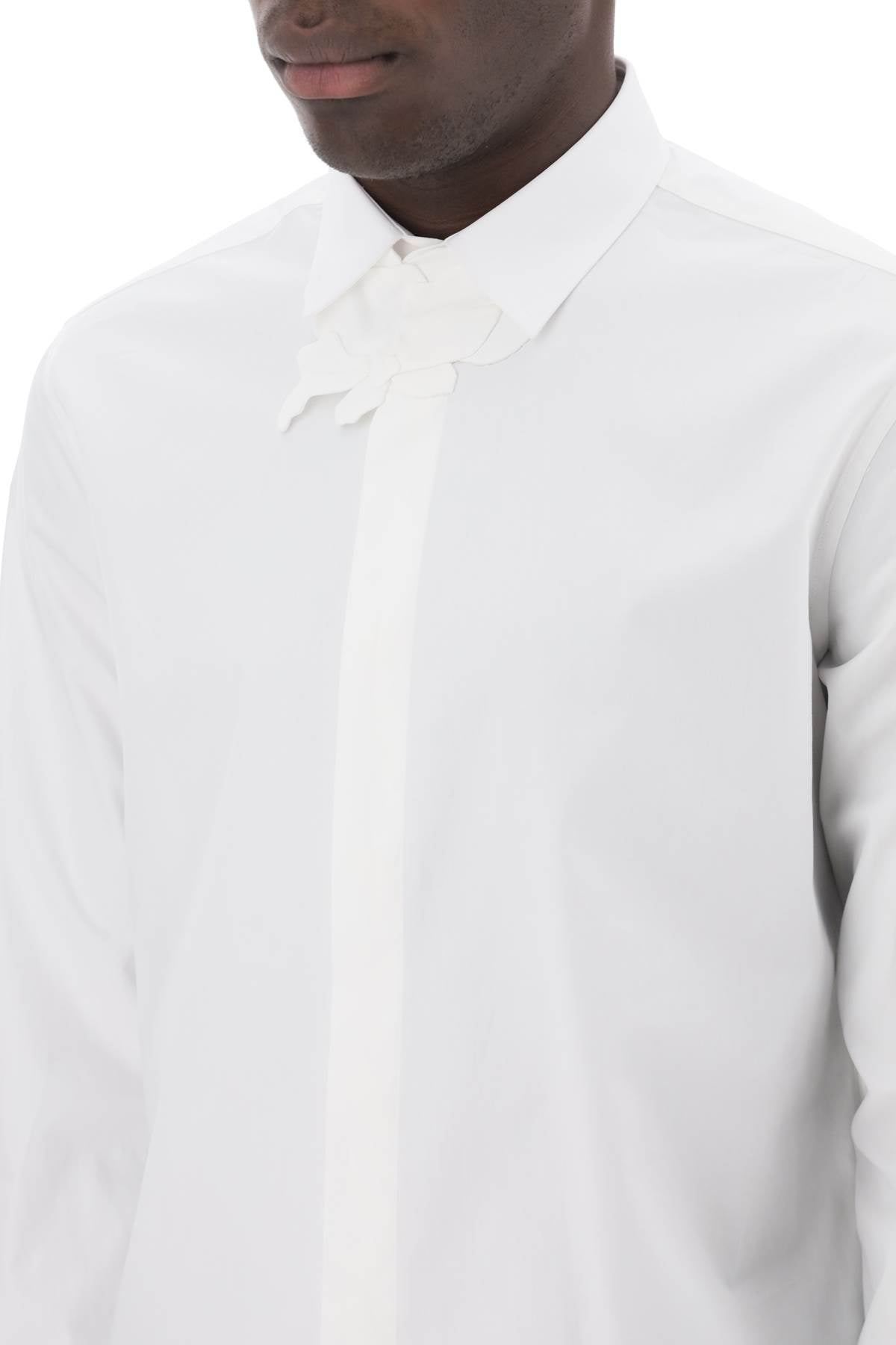 Valentino Garavani Cotton Poplin Shirt with Flower Patch Detail image 3