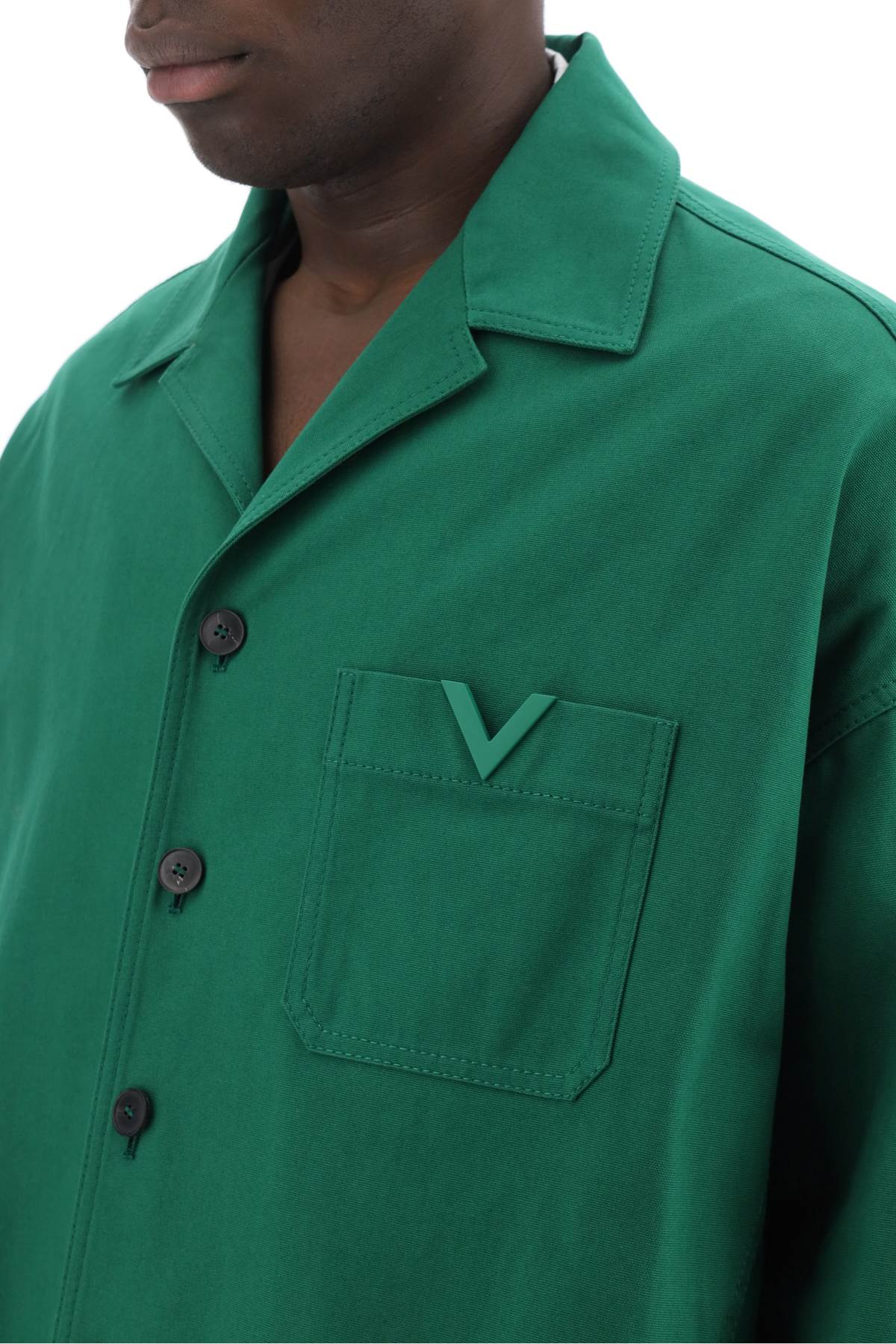 Valentino Garavani Canvas Overshirt with V Detail image 3