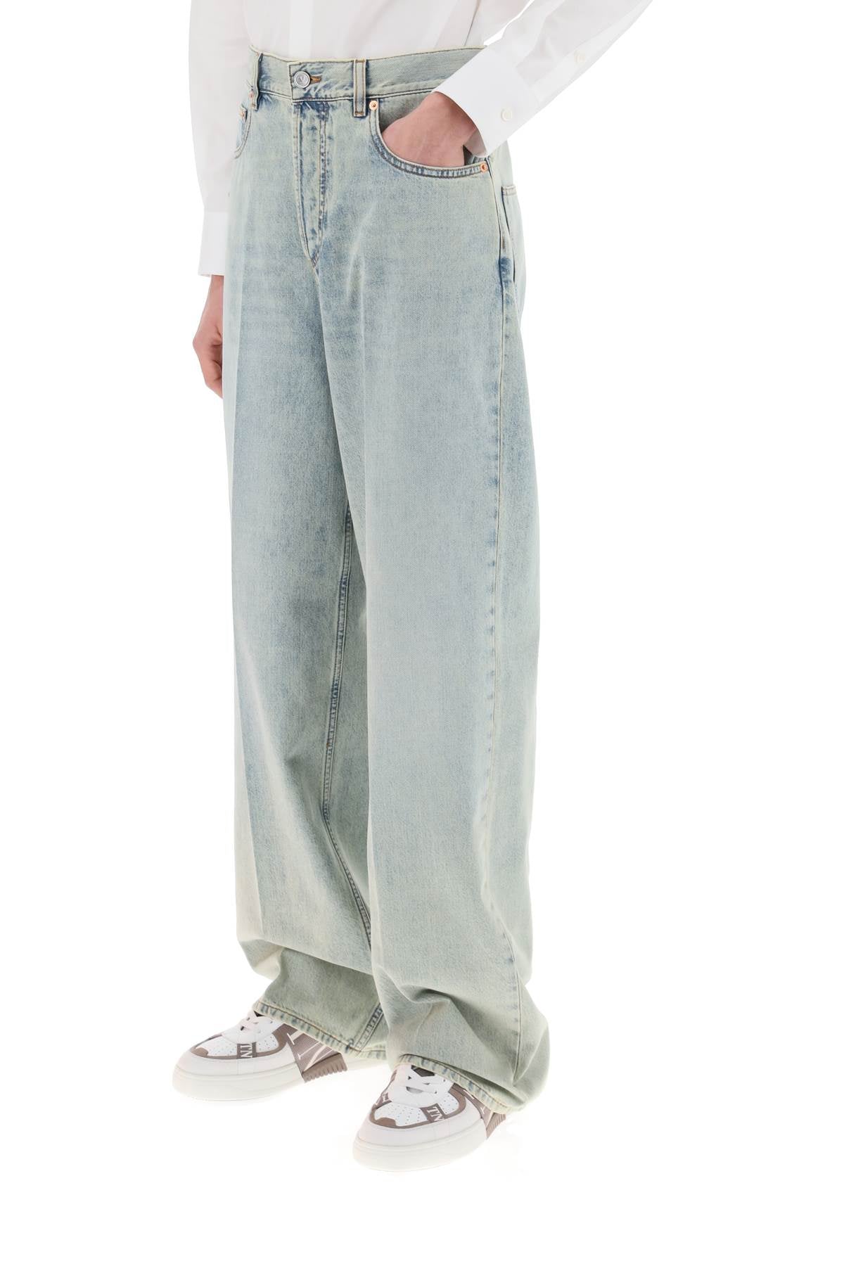 Valentino Garavani Oversized Straight Leg Jeans with V Detail image 3