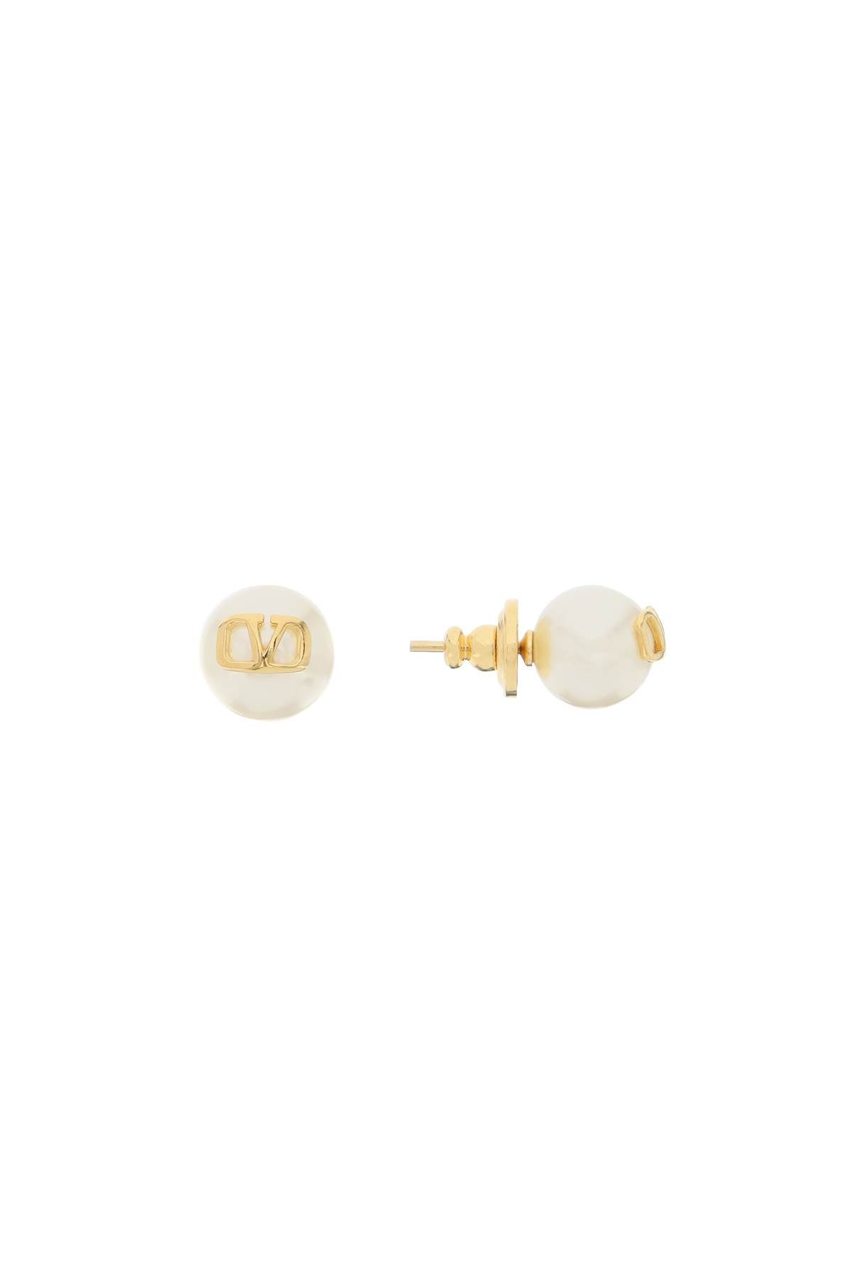 Valentino Garavani VLogo Gold-Finish Bead Earrings image 0