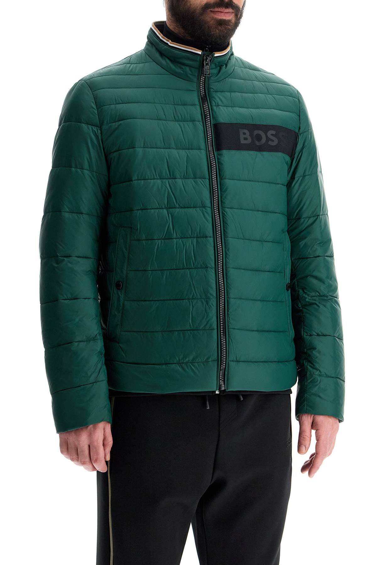 Boss green down jacket with high collar regular fit and zip image 1