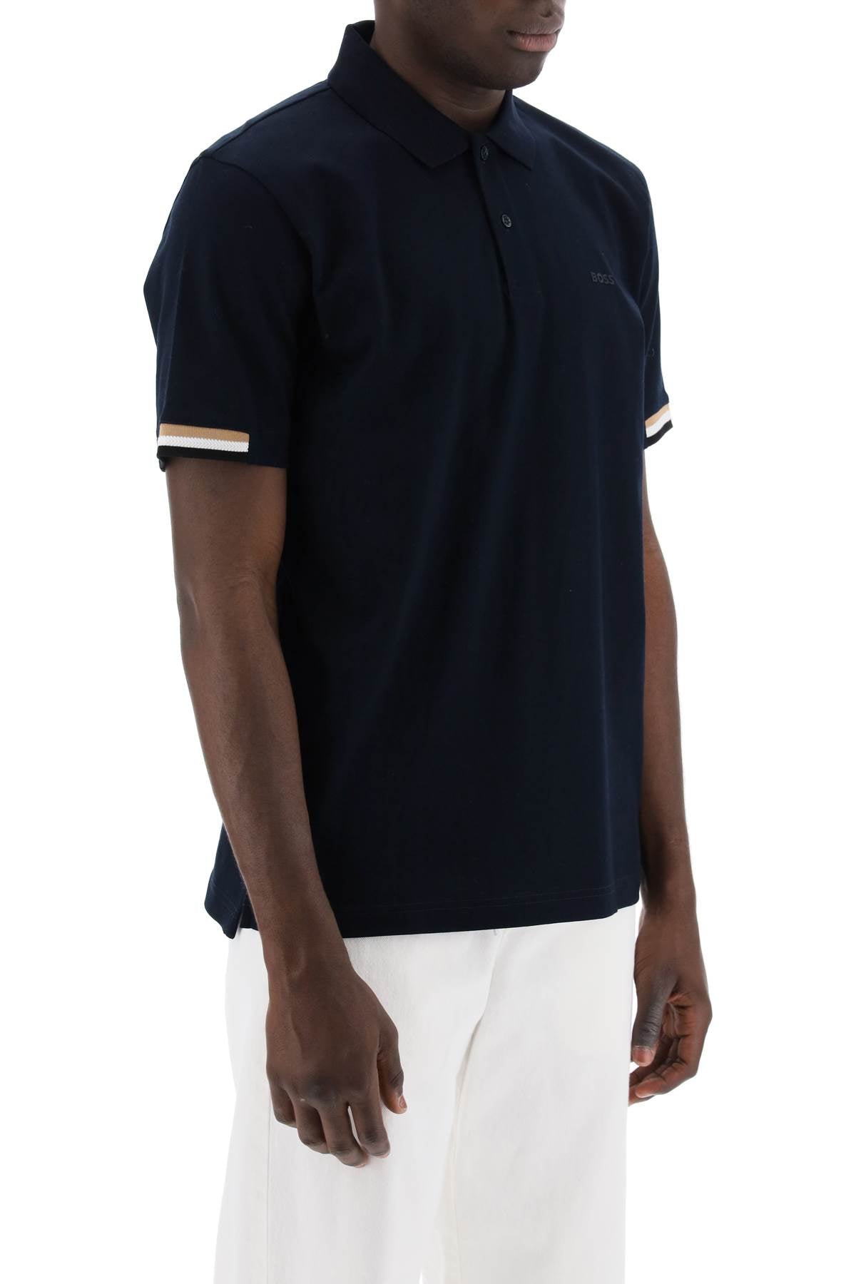 Boss parlay polo shirt with stripe detail image 1