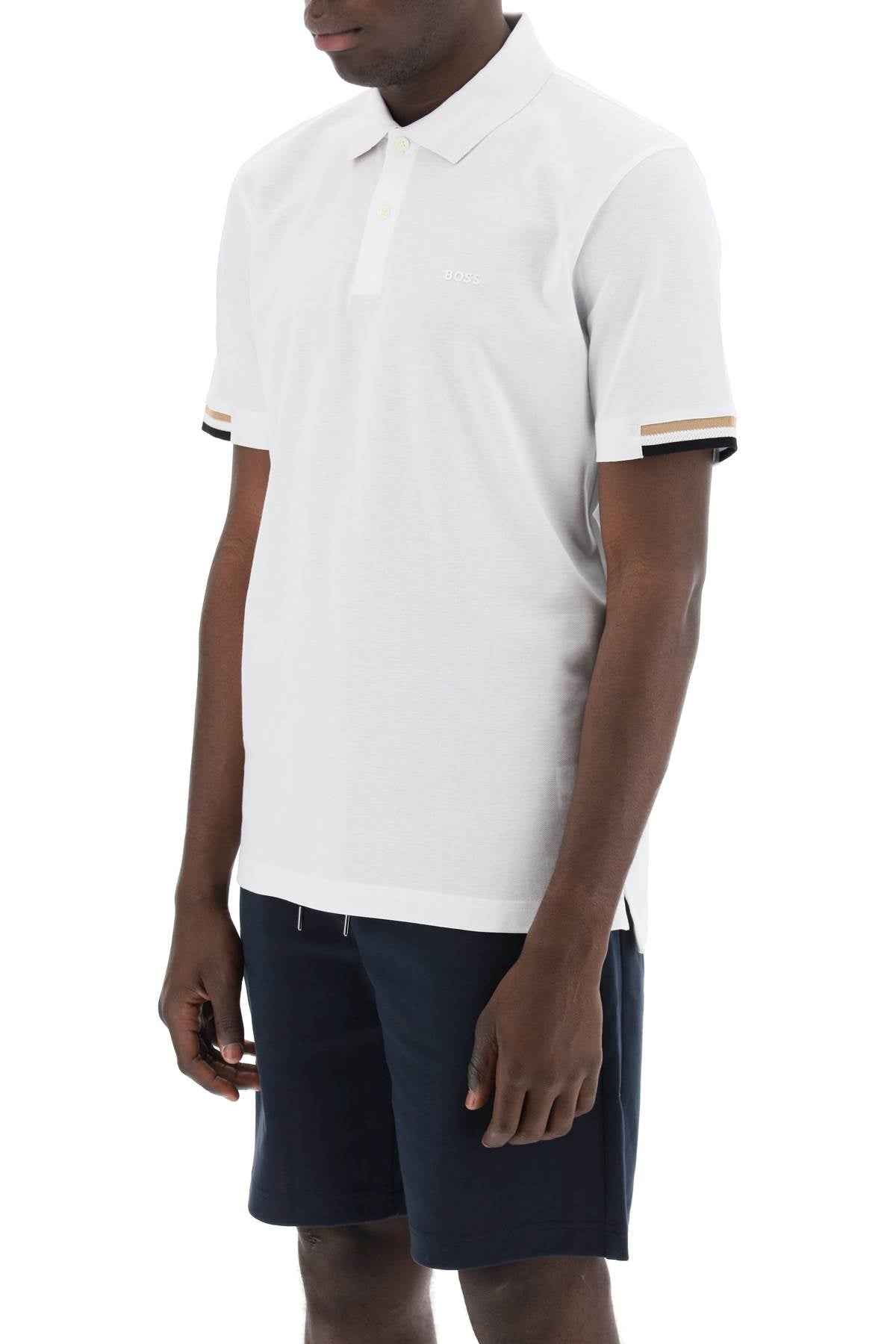 Boss parlay polo shirt with stripe detail image 3