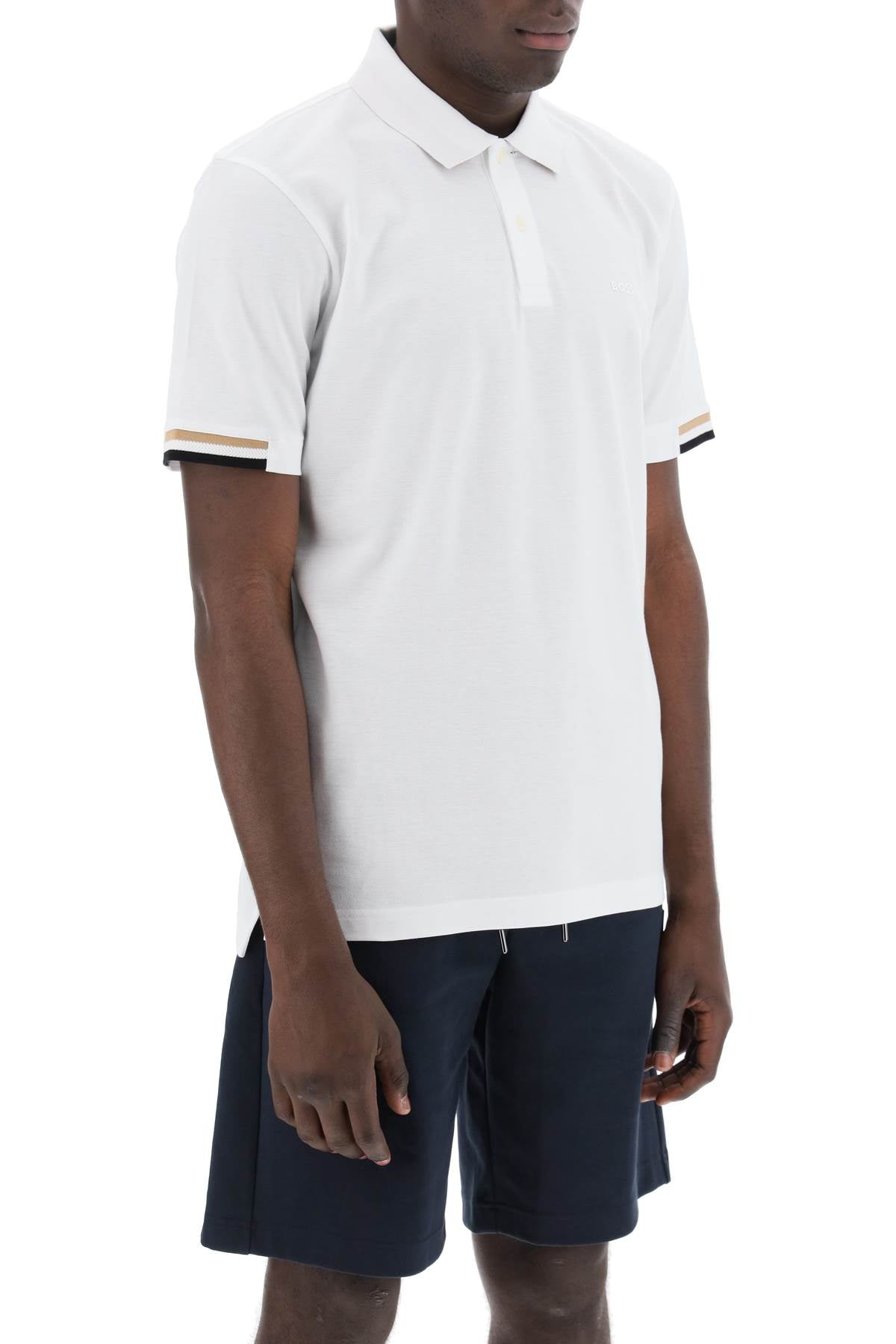 Boss parlay polo shirt with stripe detail image 1