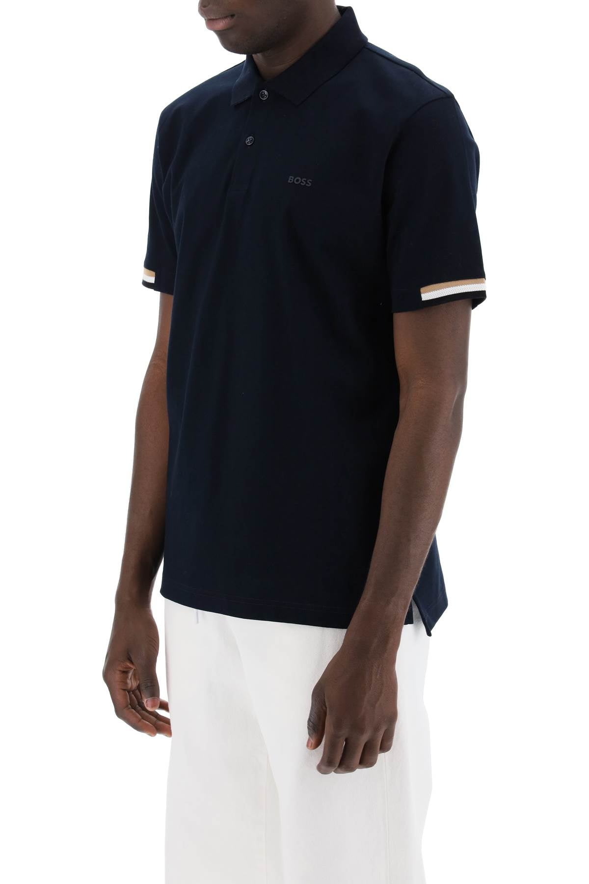 Boss parlay polo shirt with stripe detail image 3