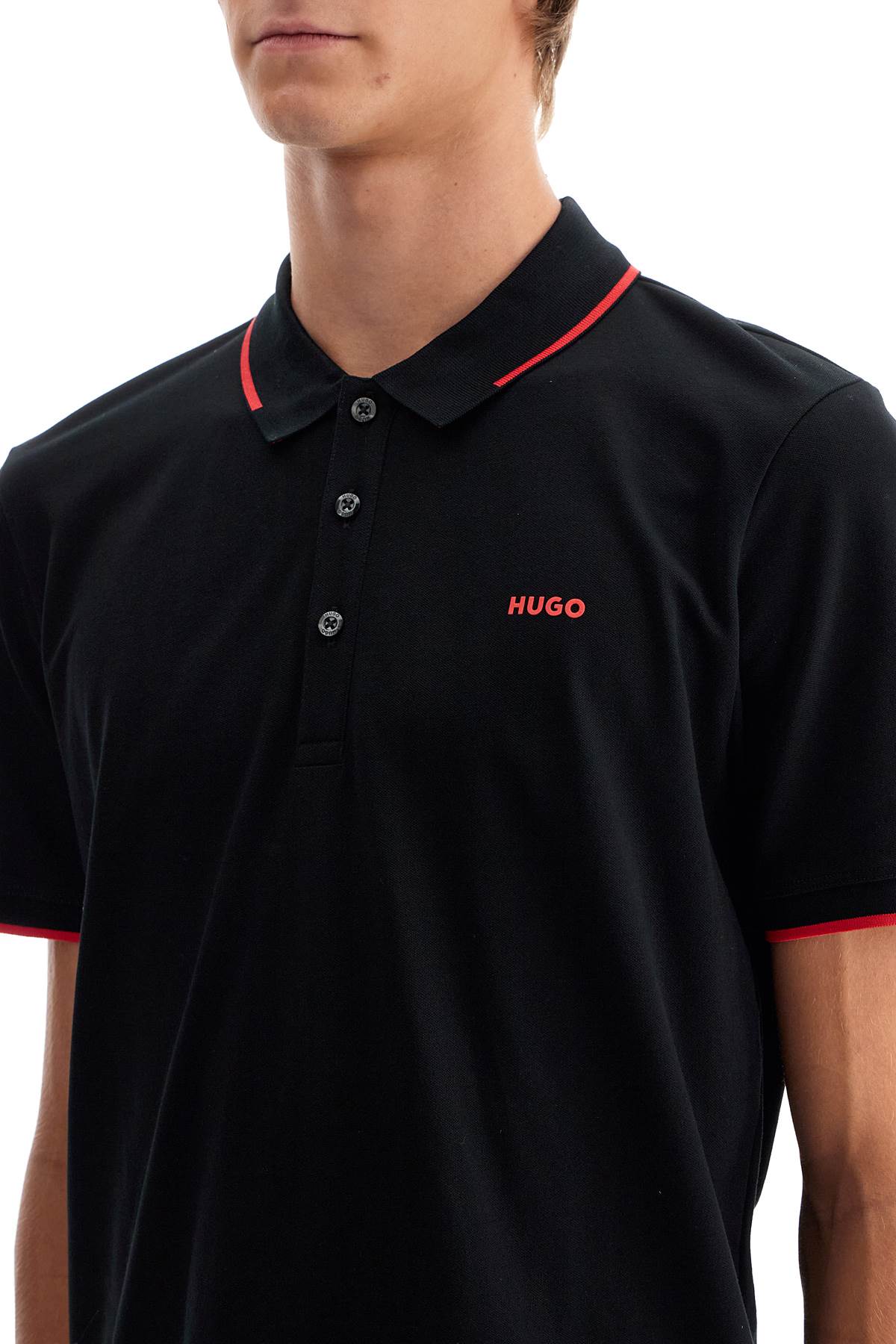 Hugo slim fit piqué polo shirt image 3